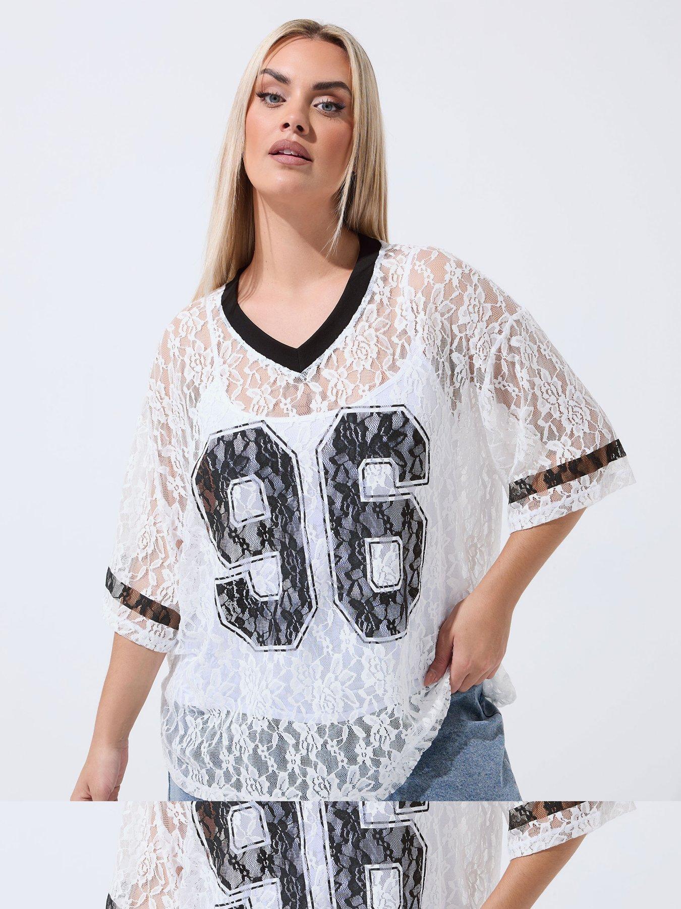 image of yours-curve-lace-printed-v-neck-top-white