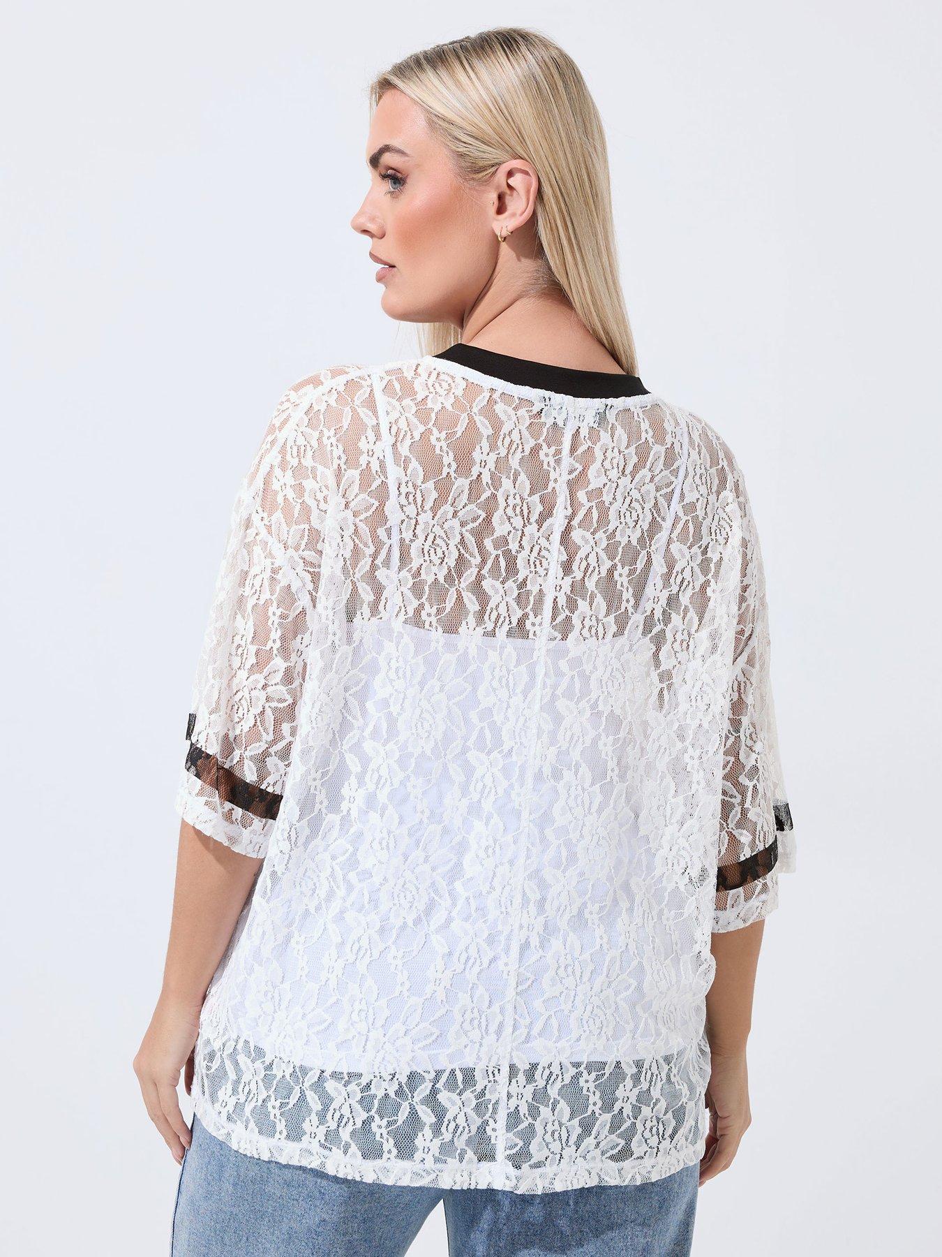  image of yours-curve-lace-printed-v-neck-top-white