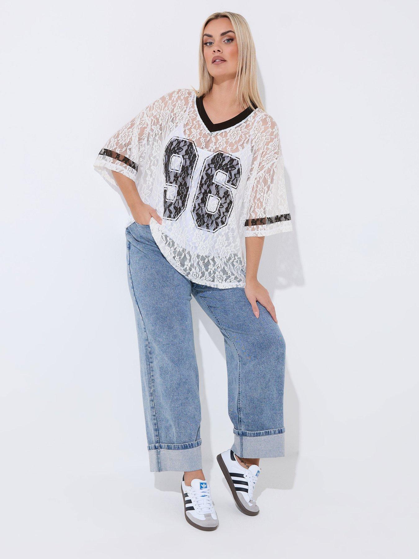  image of yours-curve-lace-printed-v-neck-top-white