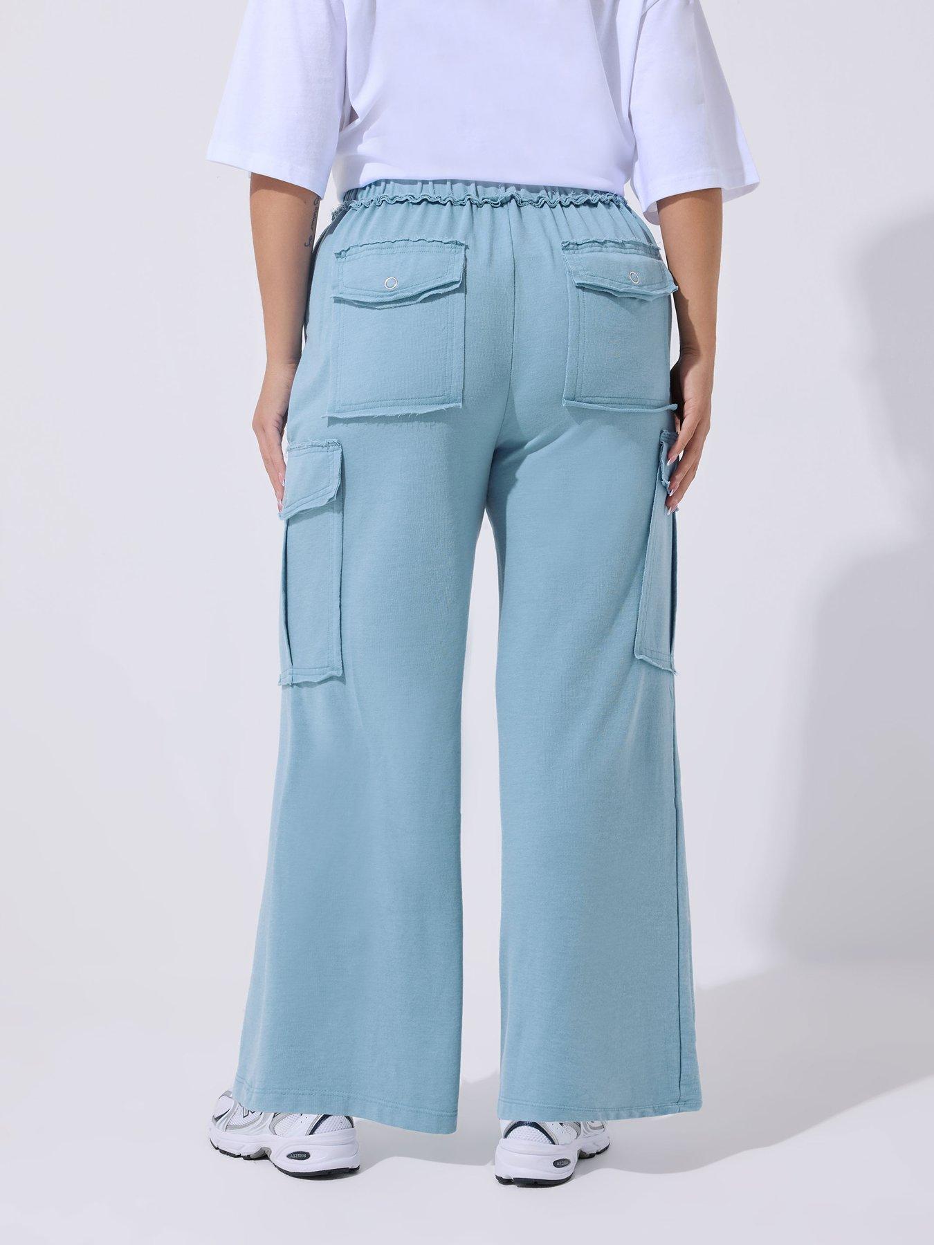 Image 2 of 5 of Yours Curve Washed Cargo Joggers - Blue