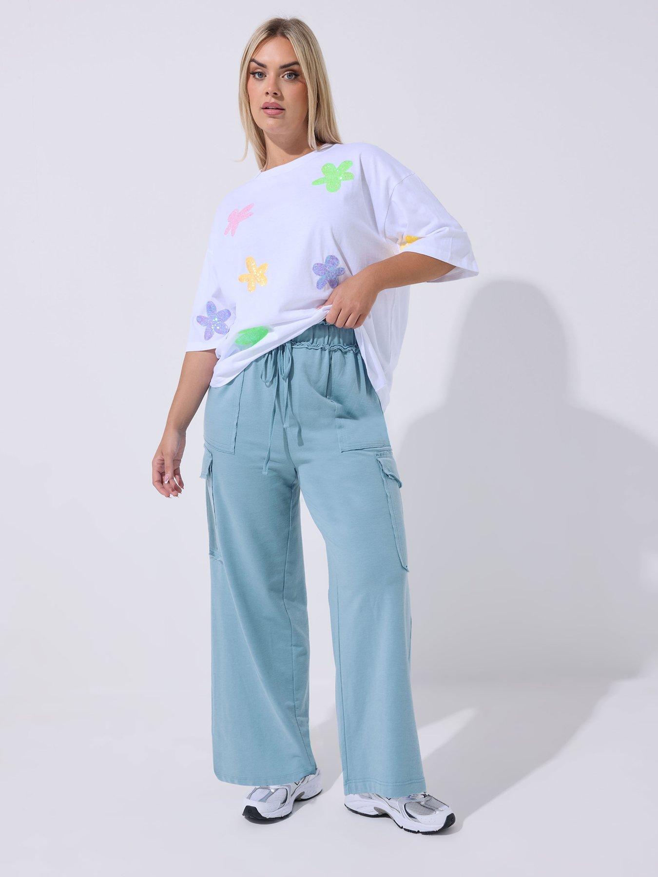 Image 3 of 5 of Yours Curve Washed Cargo Joggers - Blue