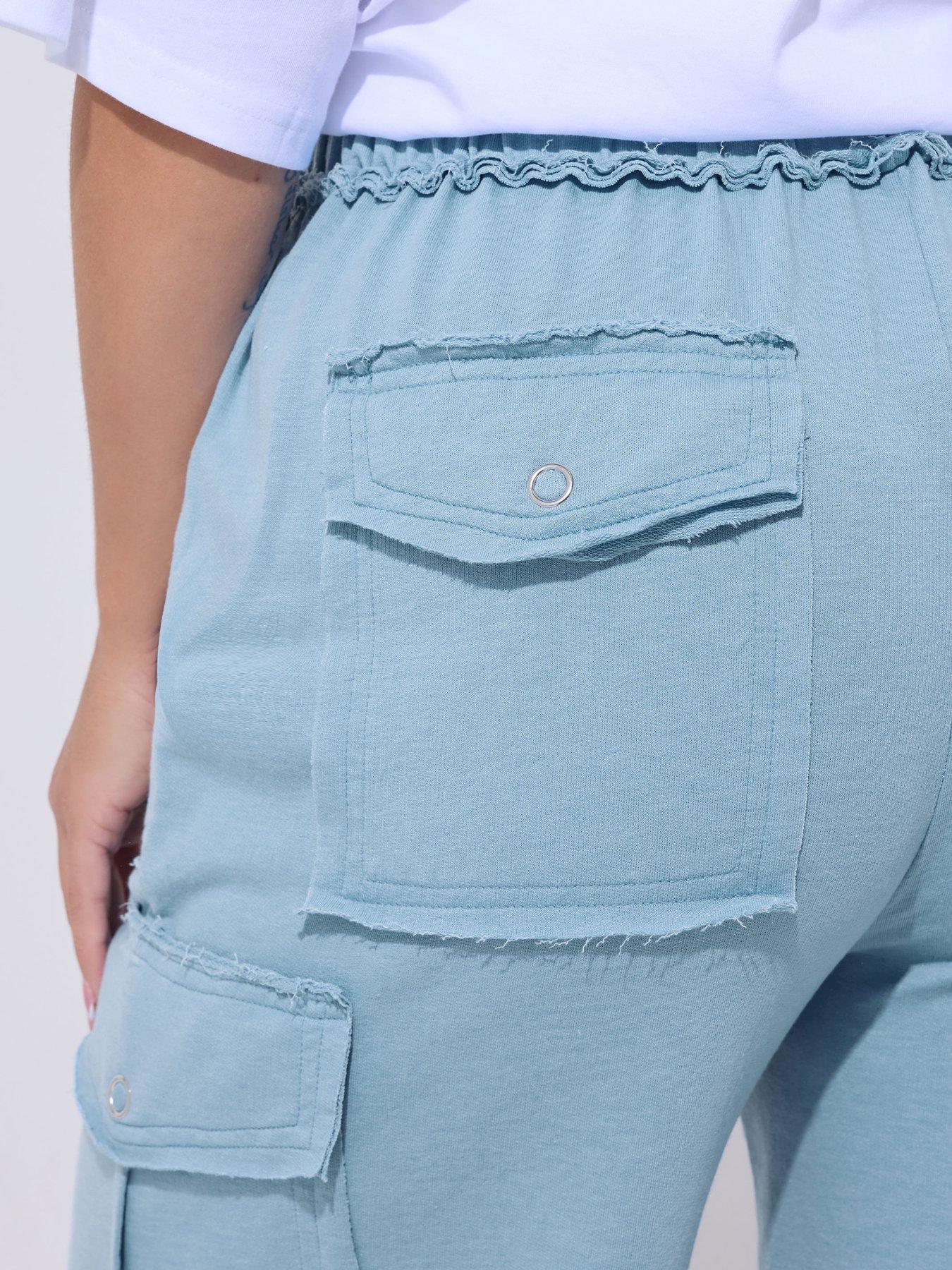 Image 4 of 5 of Yours Curve Washed Cargo Joggers - Blue