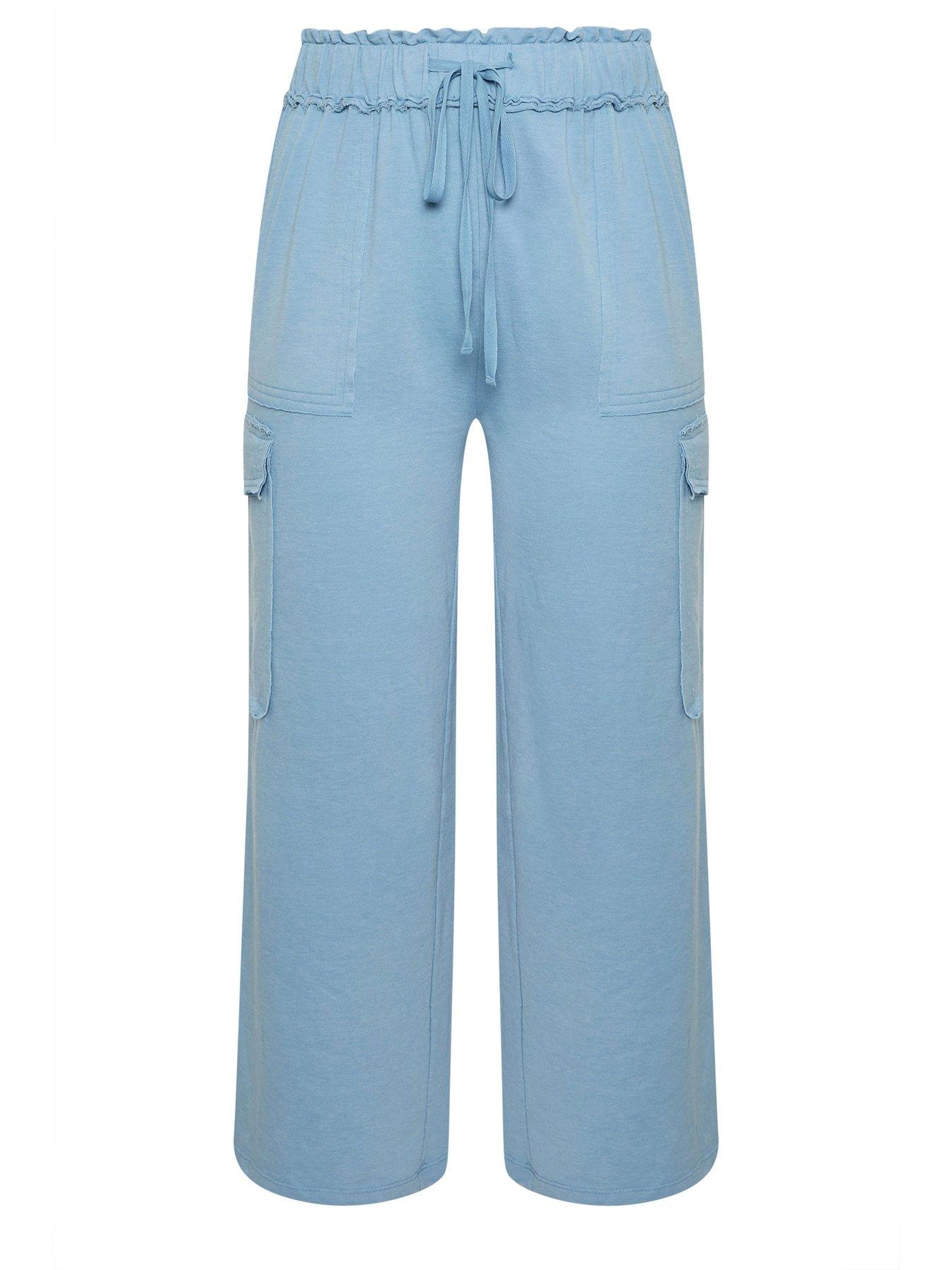 Image 5 of 5 of Yours Curve Washed Cargo Joggers - Blue