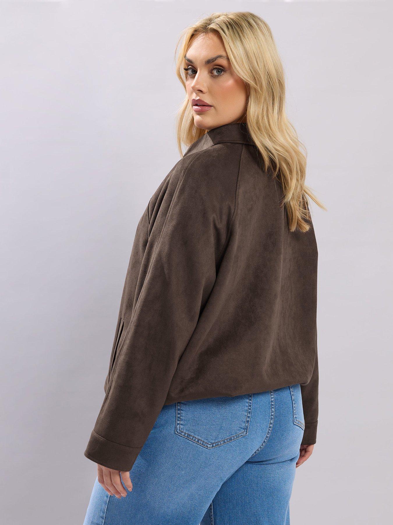 Image 2 of 5 of Yours Curve Suedette Bomber - Brown