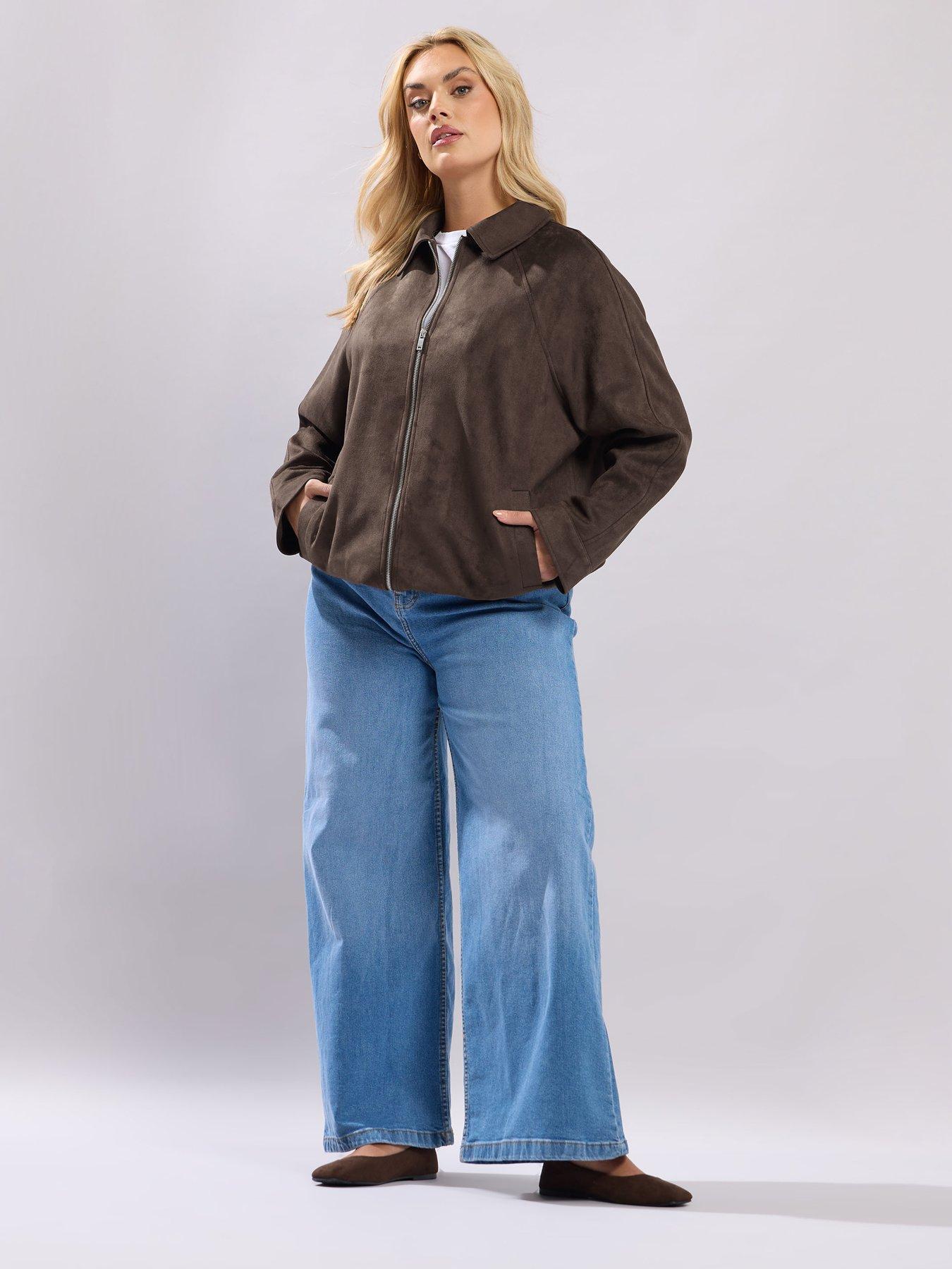 Image 3 of 5 of Yours Curve Suedette Bomber - Brown