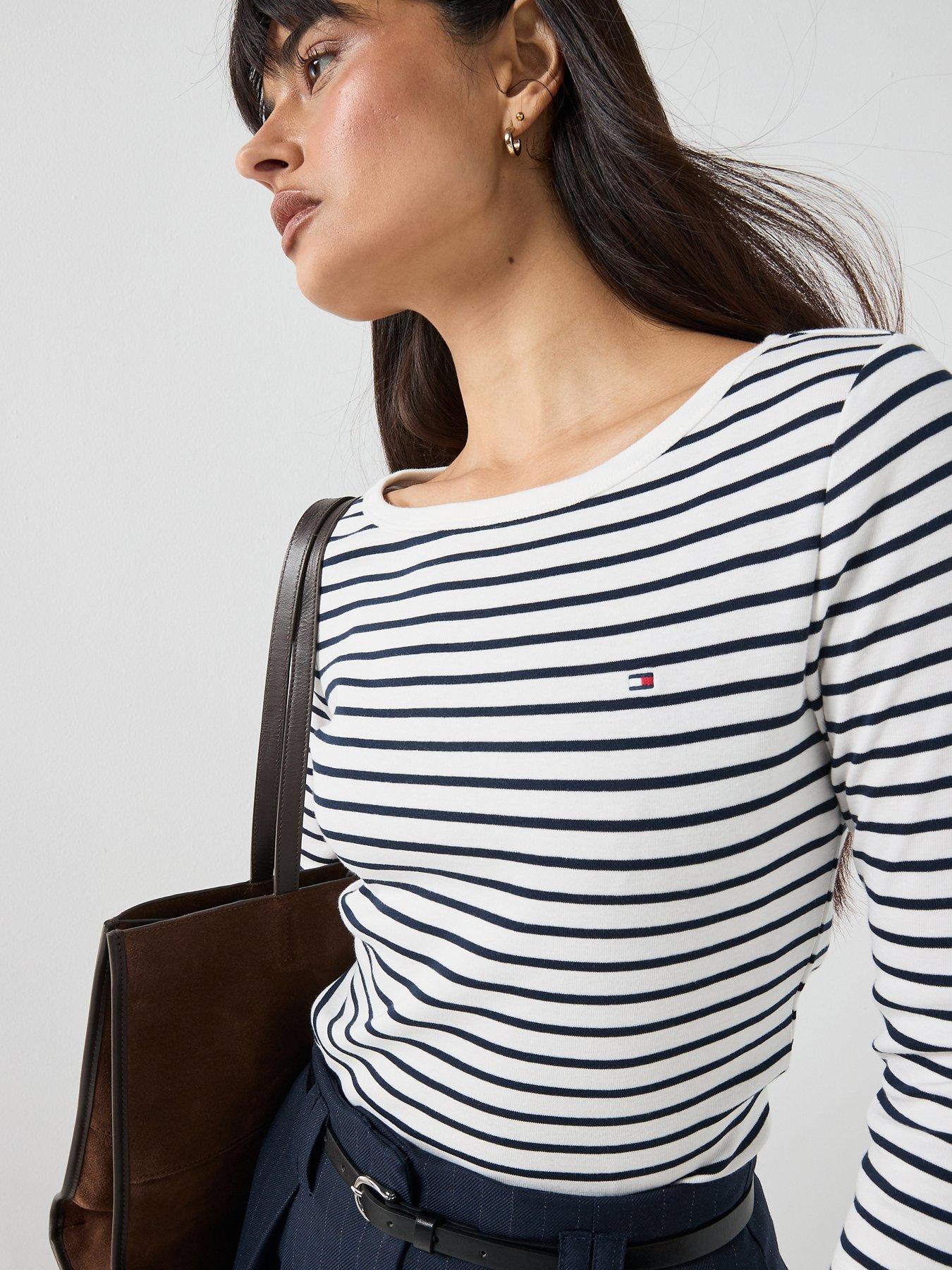 Image 4 of 5 of Tommy Hilfiger Cody Boat Neck 3/4 Sleeve T-Shirt - Blue