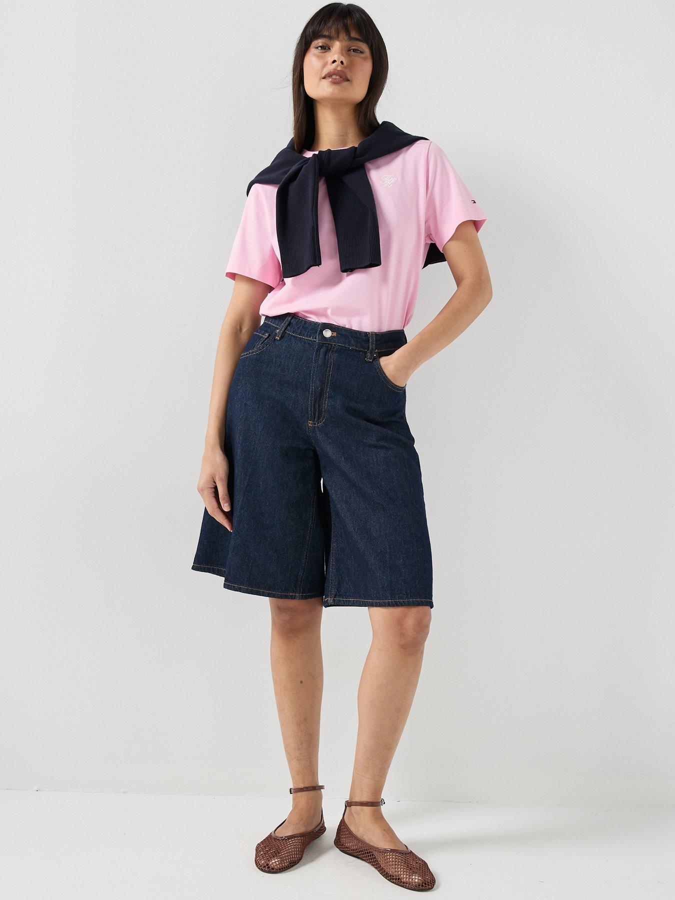 Image 3 of 5 of Tommy Hilfiger Logo Embroidery Crew Neck T-shirt - Pink