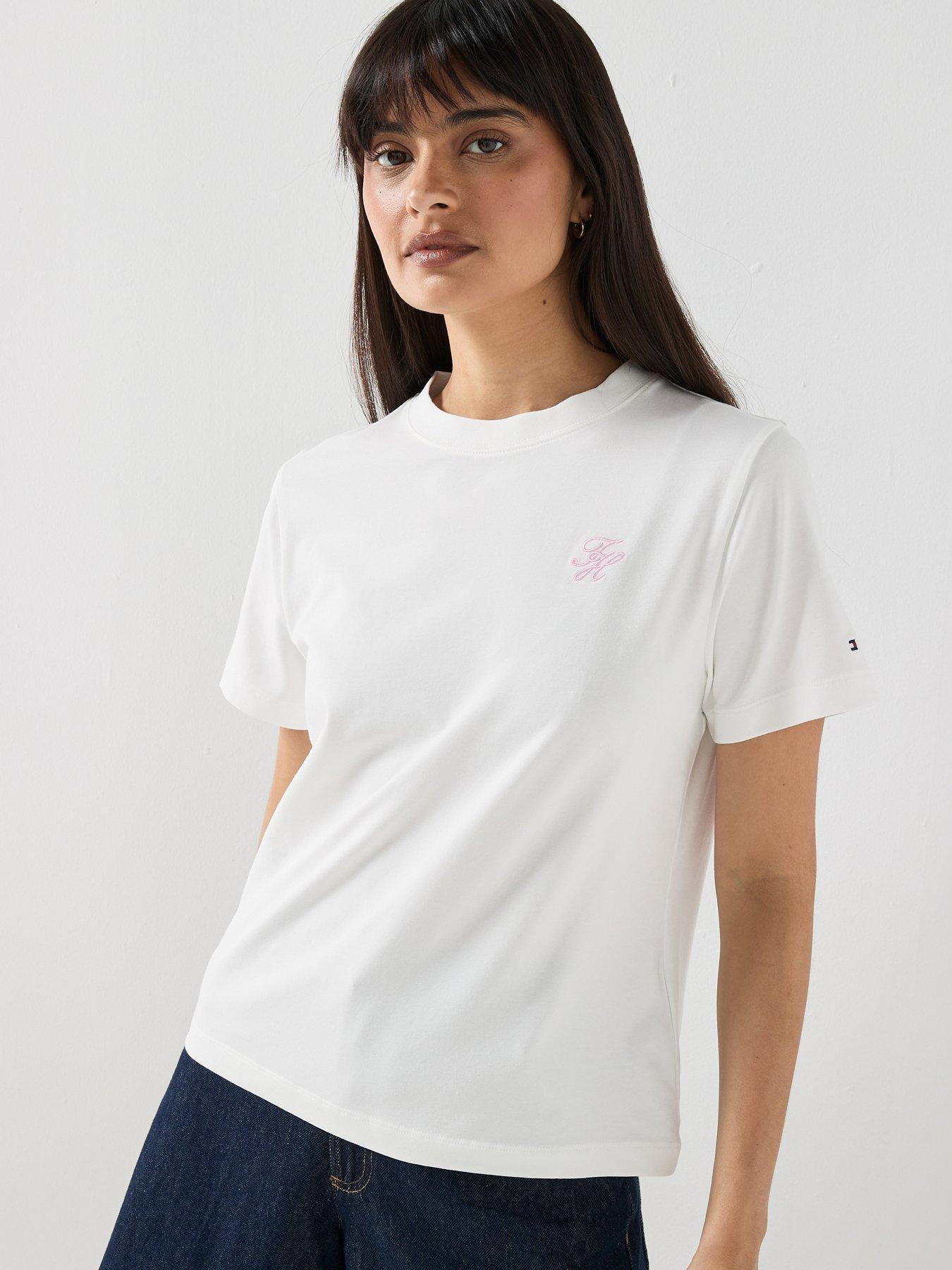 Tommy Hilfiger Th Script Reg Crew Neck Short Sleeve T-Shirt - Cream