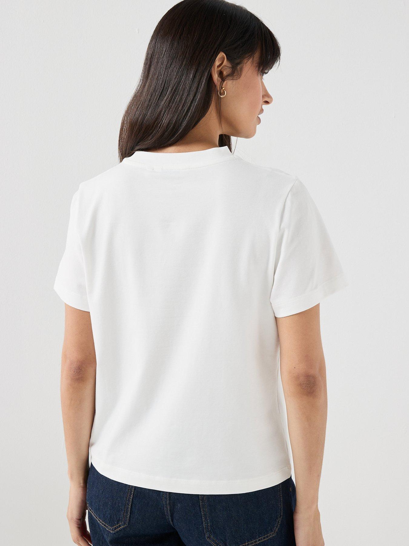 Image 2 of 5 of Tommy Hilfiger Logo Embroidery Crew Neck T-shirt - Cream