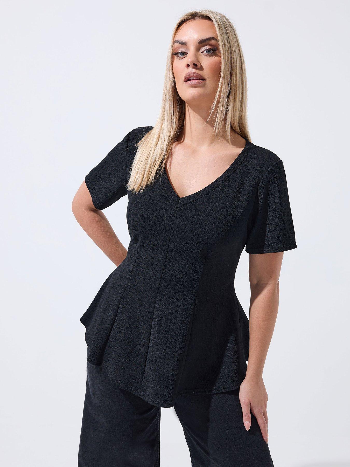 Yours Curve V Neck Corset Shaping Top - Black