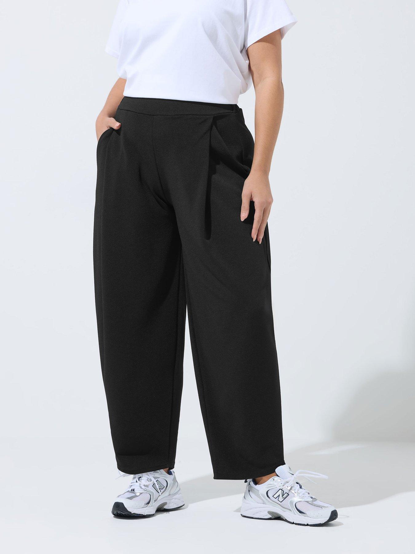 Image 1 of 4 of Yours Curve Barrel Pleated Trouser - Black