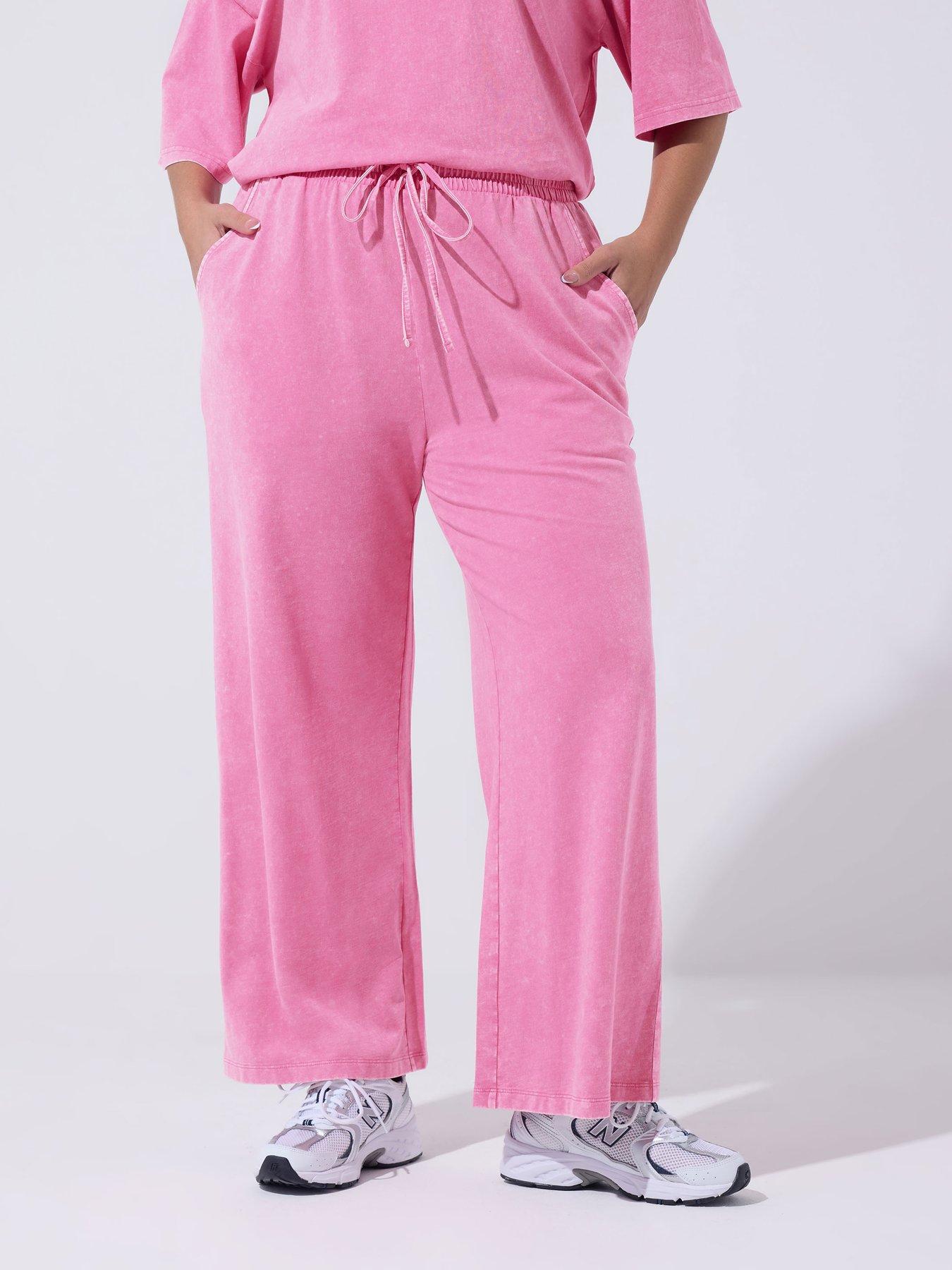 front image of yours-curve-acid-wash-jogger-pink