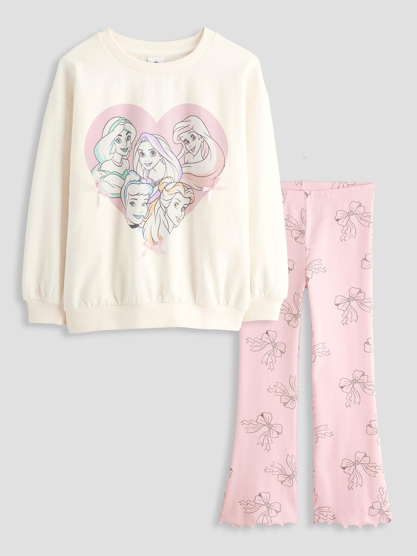Image 1 of 5 of The Very Collection Disney Princess Bow Sweat And Rib Legging Set - Pink