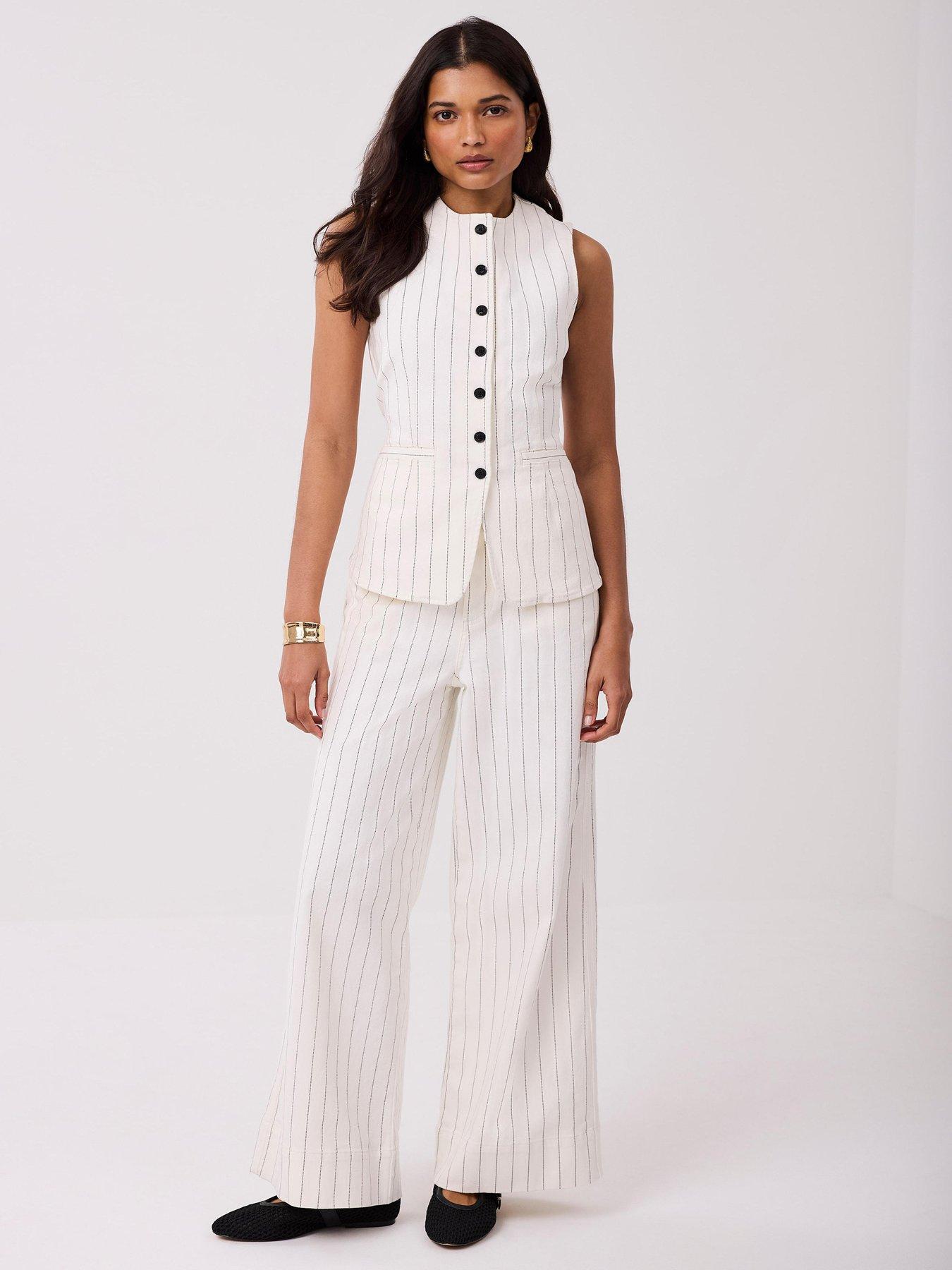  image of mint-velvet-ivory-stripe-wide-jean