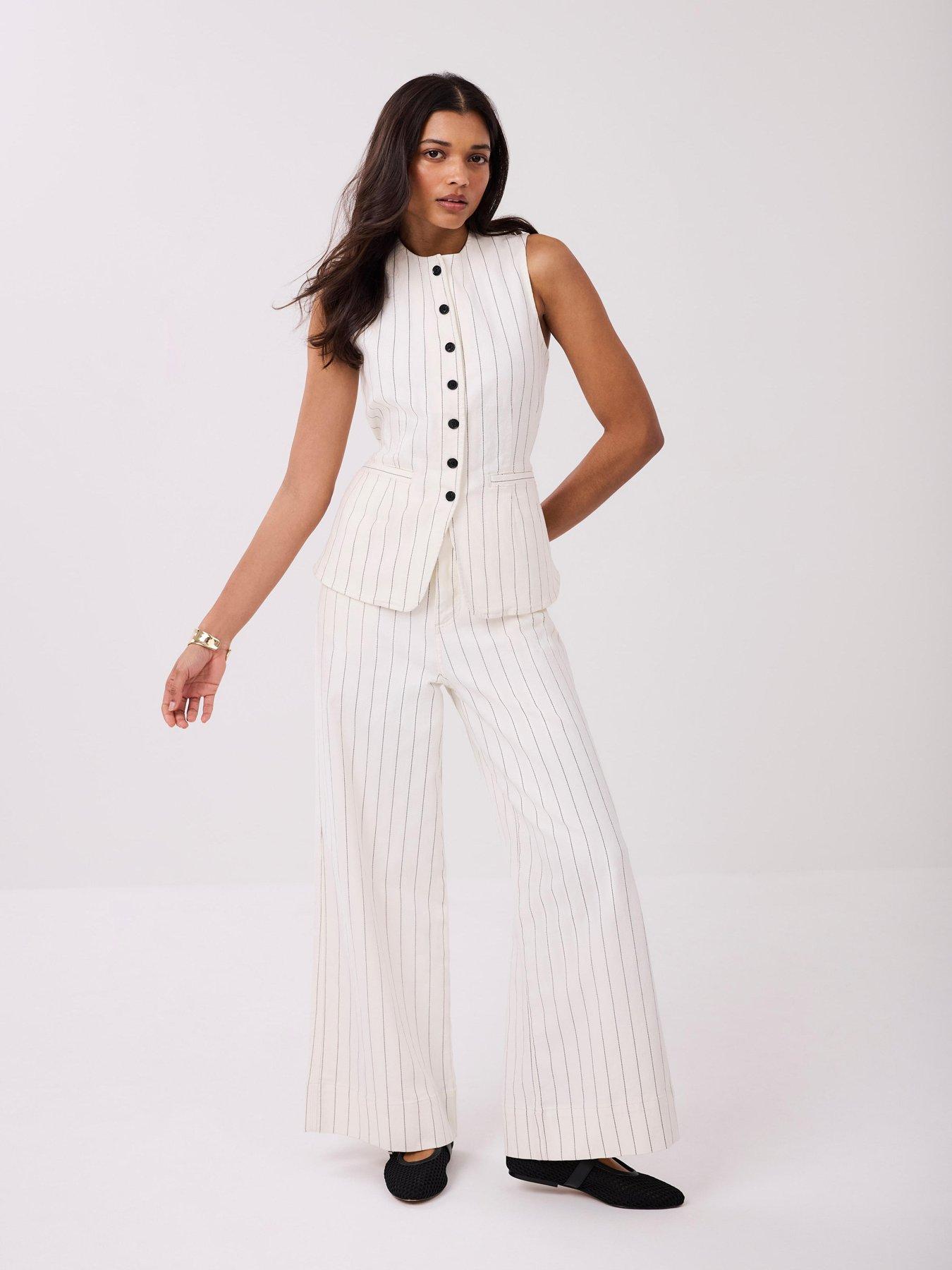  image of mint-velvet-ivory-stripe-wide-jean