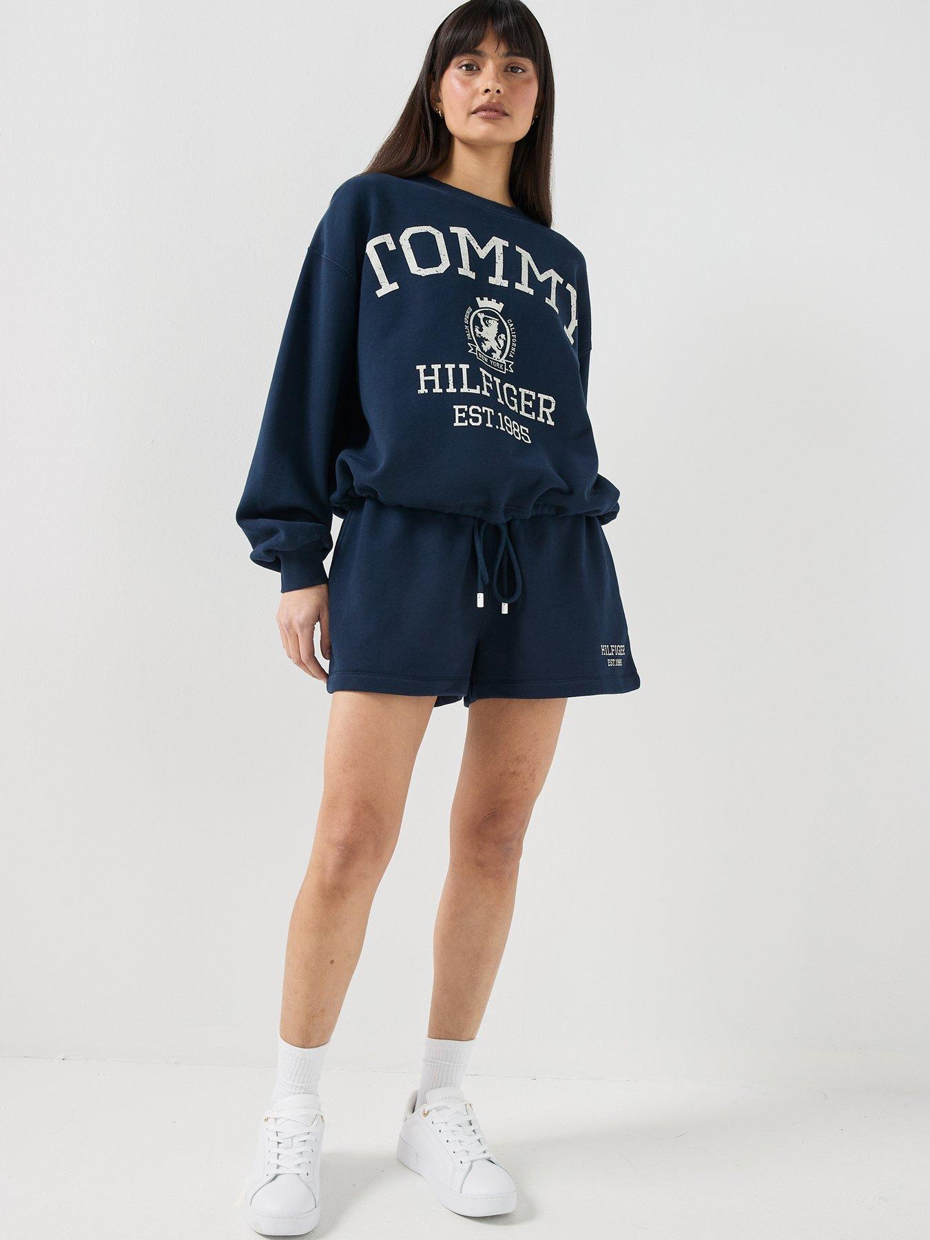 Image 5 of 5 of Tommy Hilfiger Crest Logo Drawstring Hem Relaxed Sweatshirt - Blue