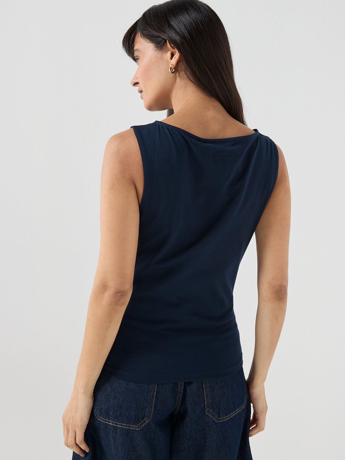 Image 2 of 6 of Tommy Hilfiger Slim Boat Neck Tank Top - Blue