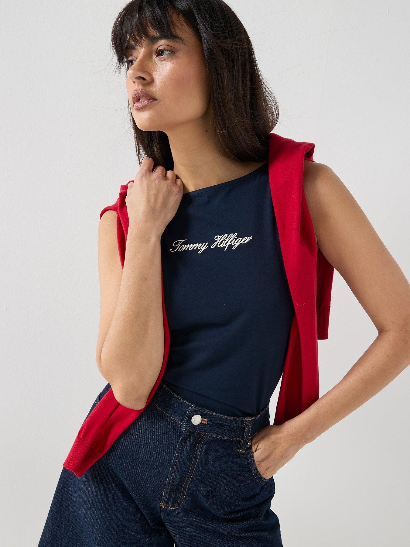 Image 4 of 6 of Tommy Hilfiger Slim Boat Neck Tank Top - Blue