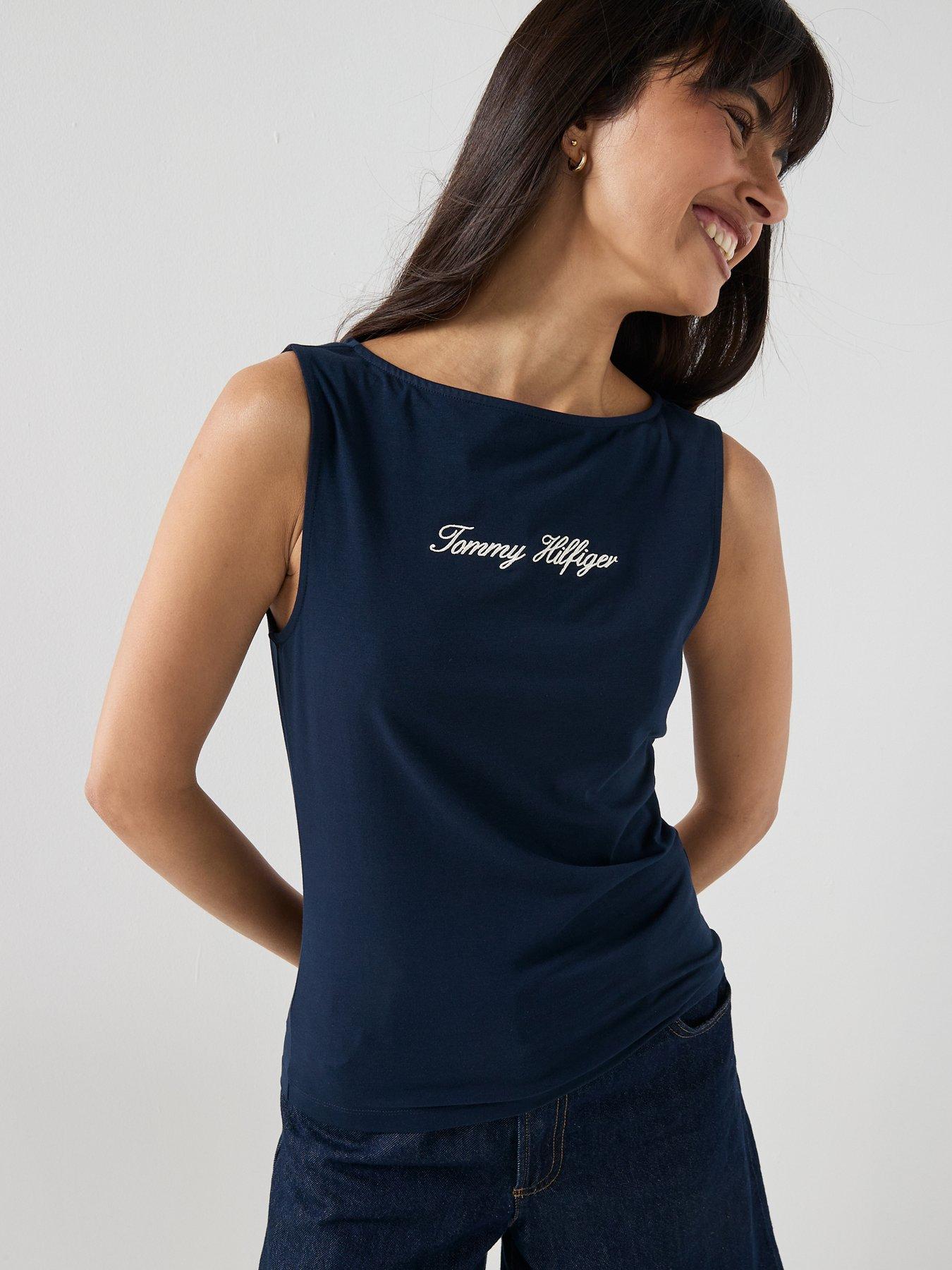 Image 5 of 6 of Tommy Hilfiger Slim Boat Neck Tank Top - Blue