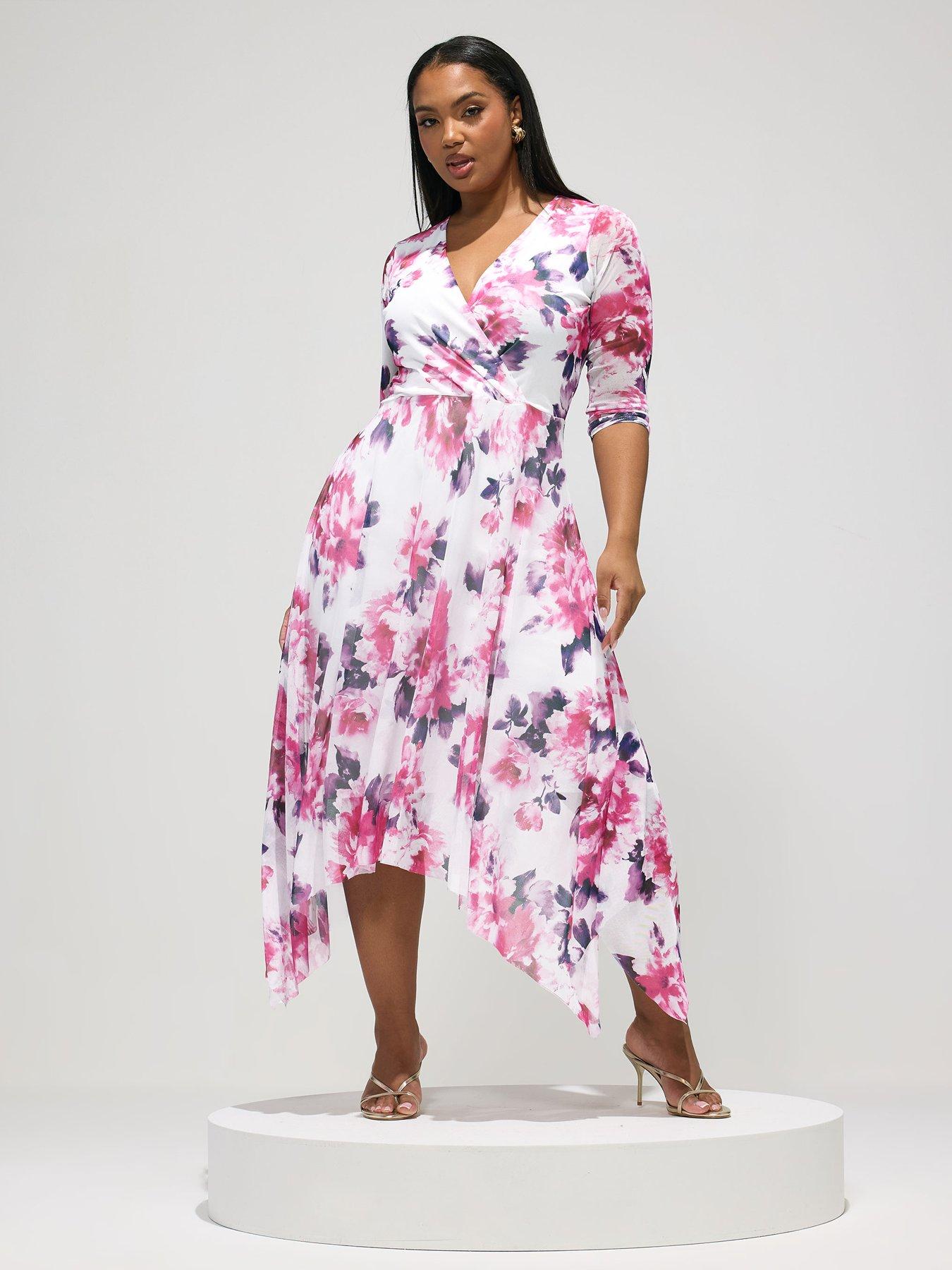 yours-curve-wrap-hanky-hem-mesh-dress-white
