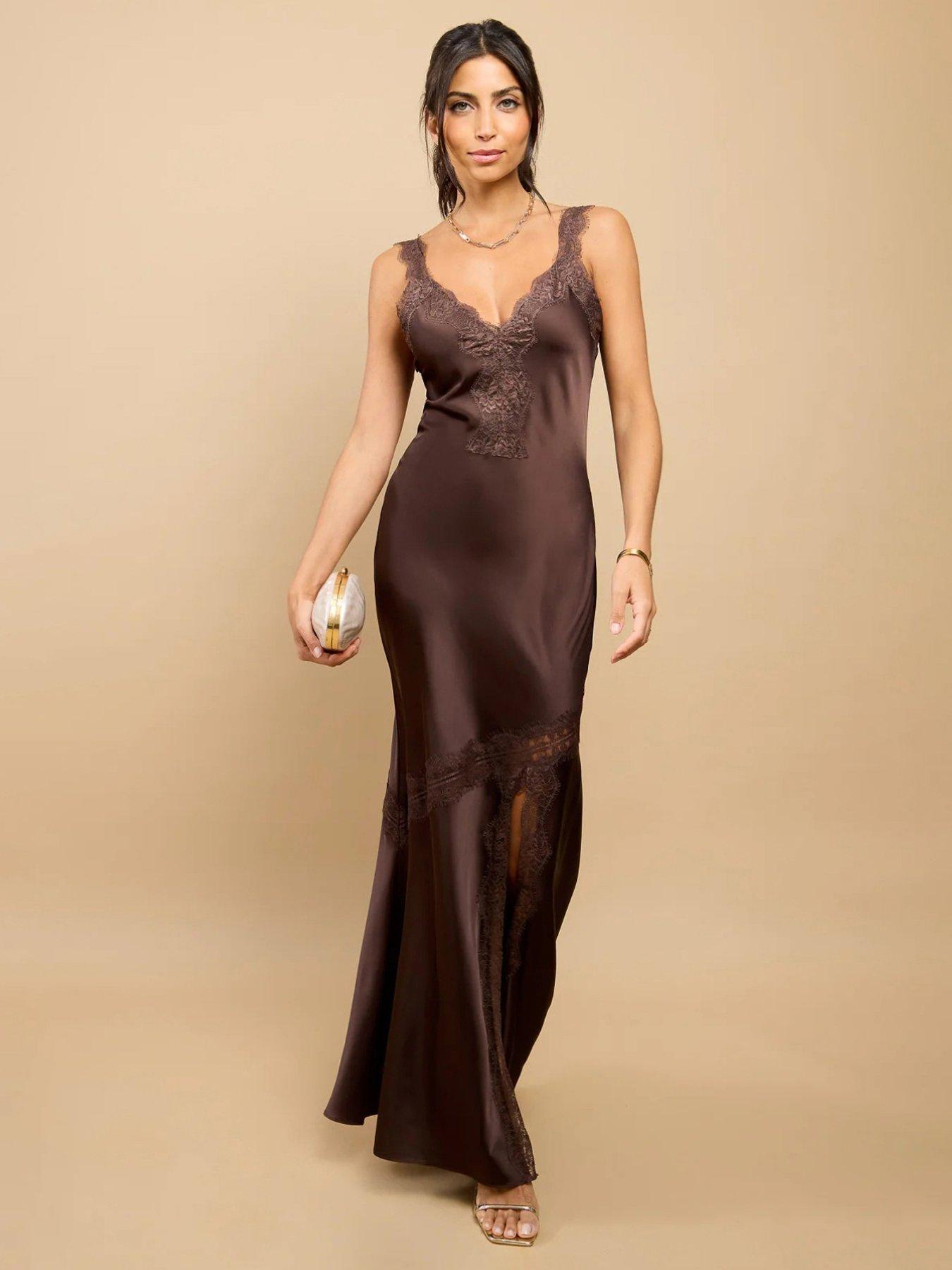 little-mistress-satin-lace-detail-maxi-dress-brown