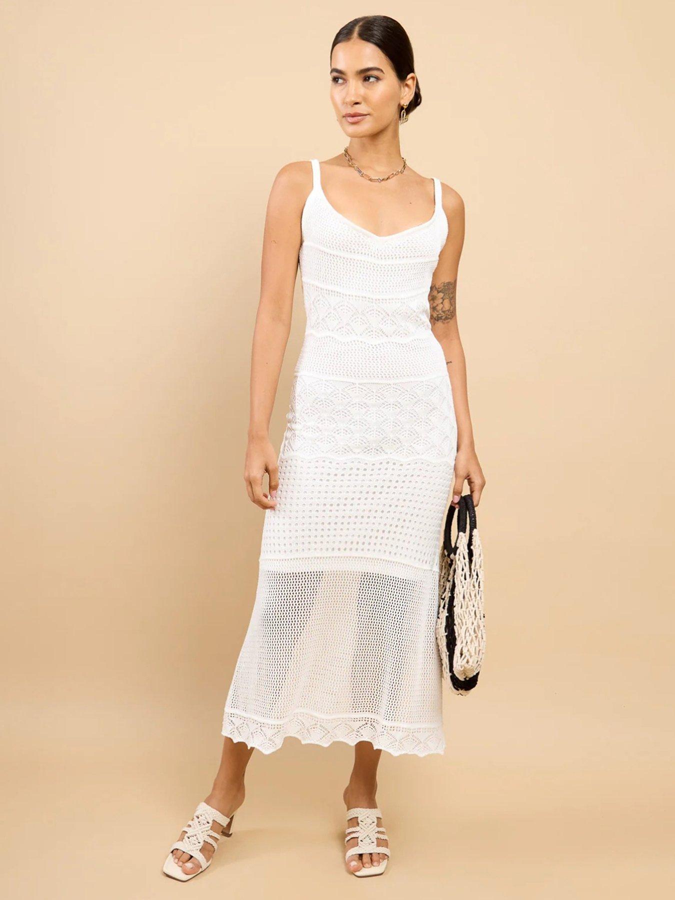 Little Mistress Crochet Midaxi Dress - White