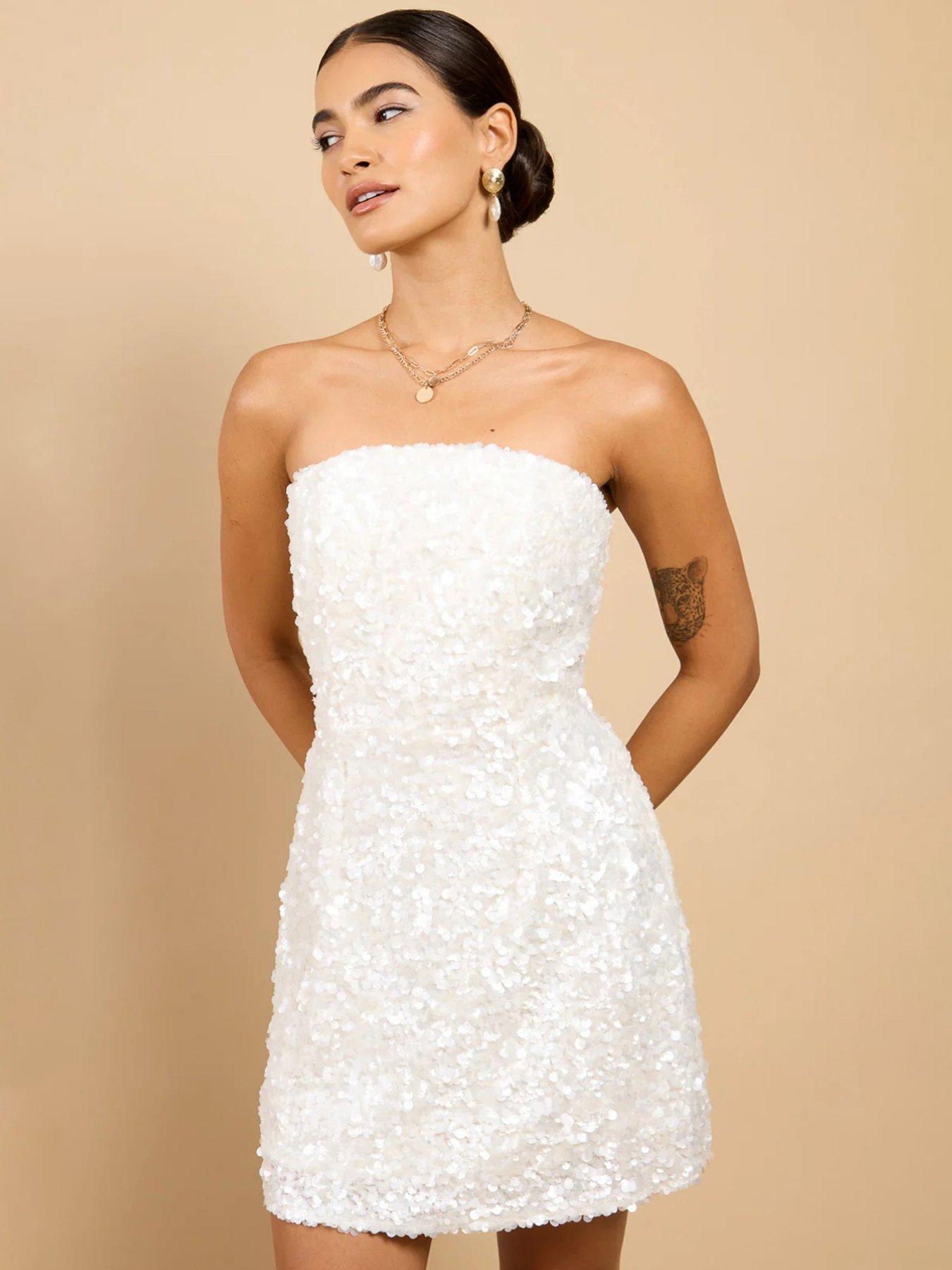 Image 3 of 5 of Little Mistress White Sequin Mini Dress