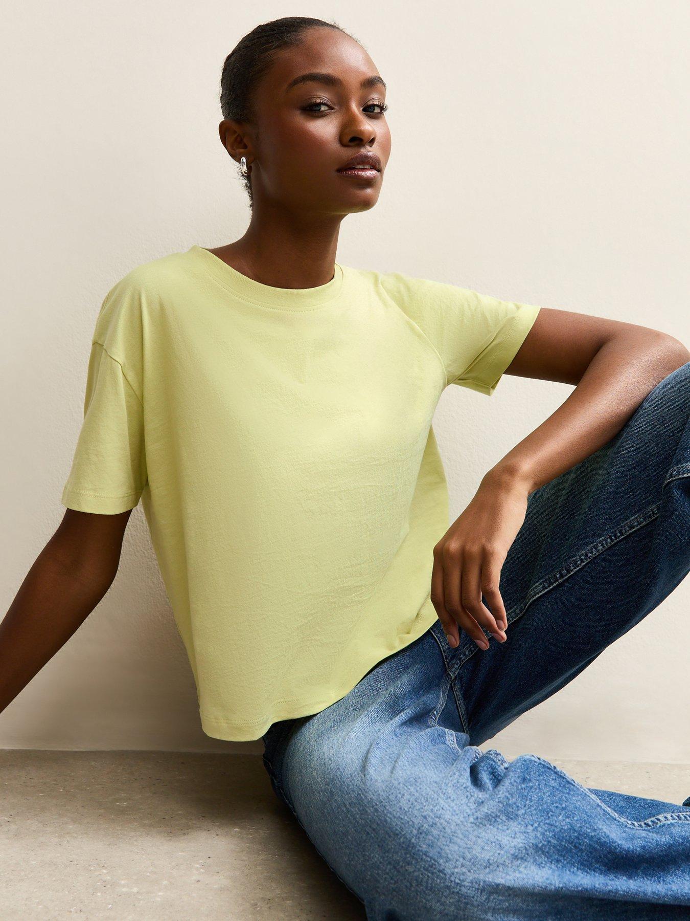 New Look Light Green Cotton Boxy Fit T-shirt