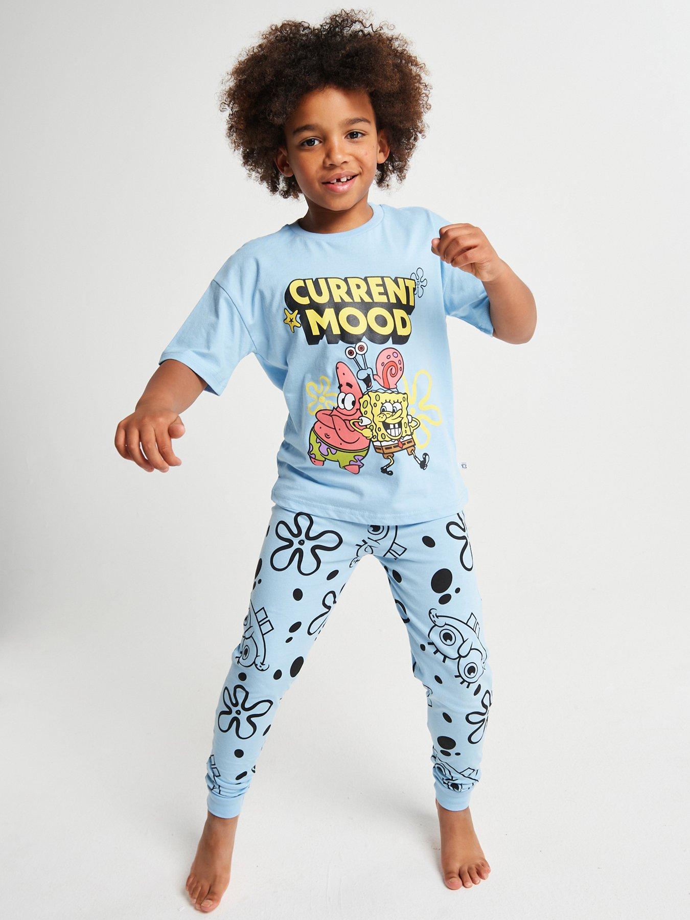  image of brand-threads-sponge-bob-unisex-trans-pyjama-set-long-leg