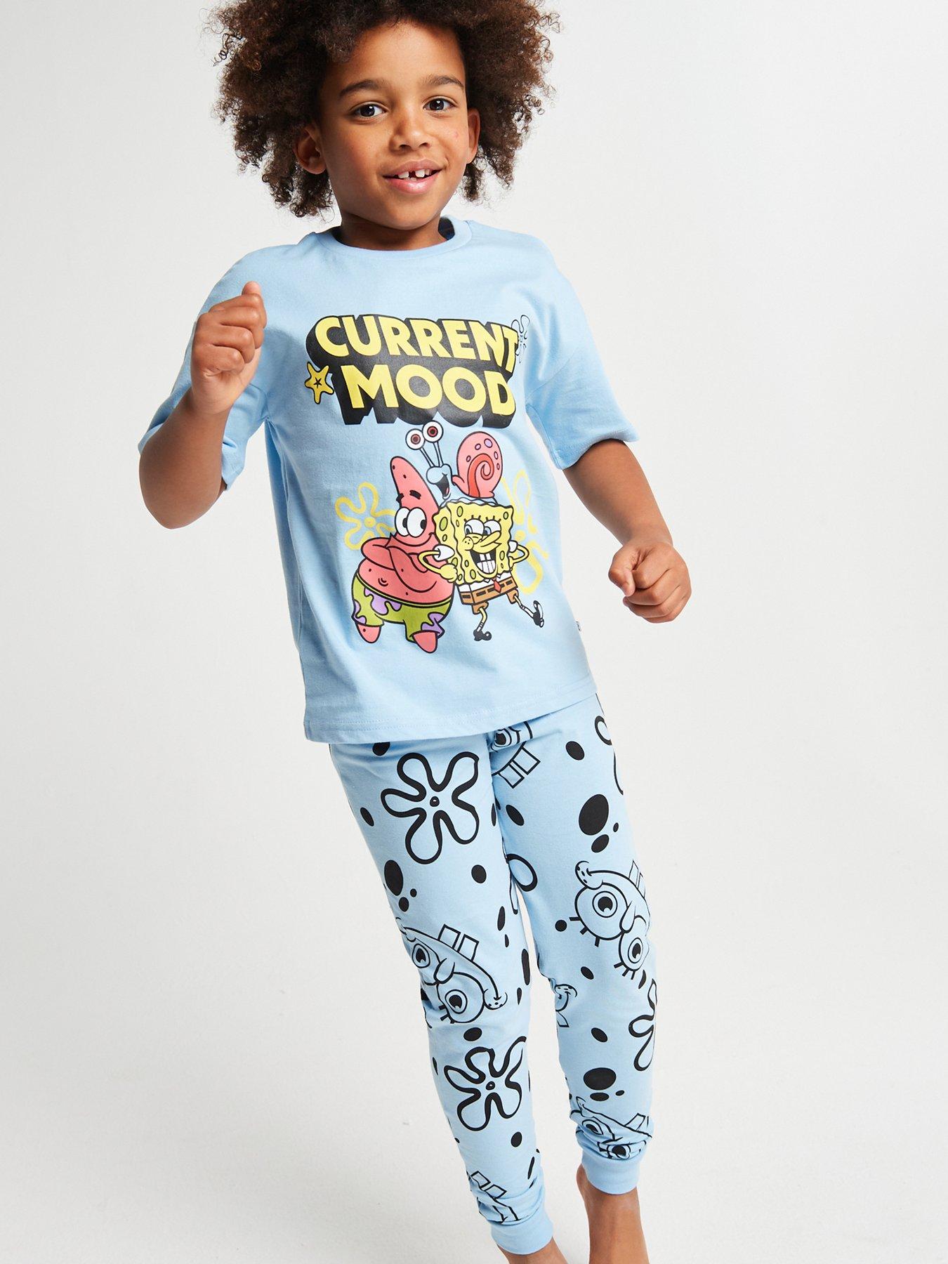  image of brand-threads-sponge-bob-unisex-trans-pyjama-set-long-leg