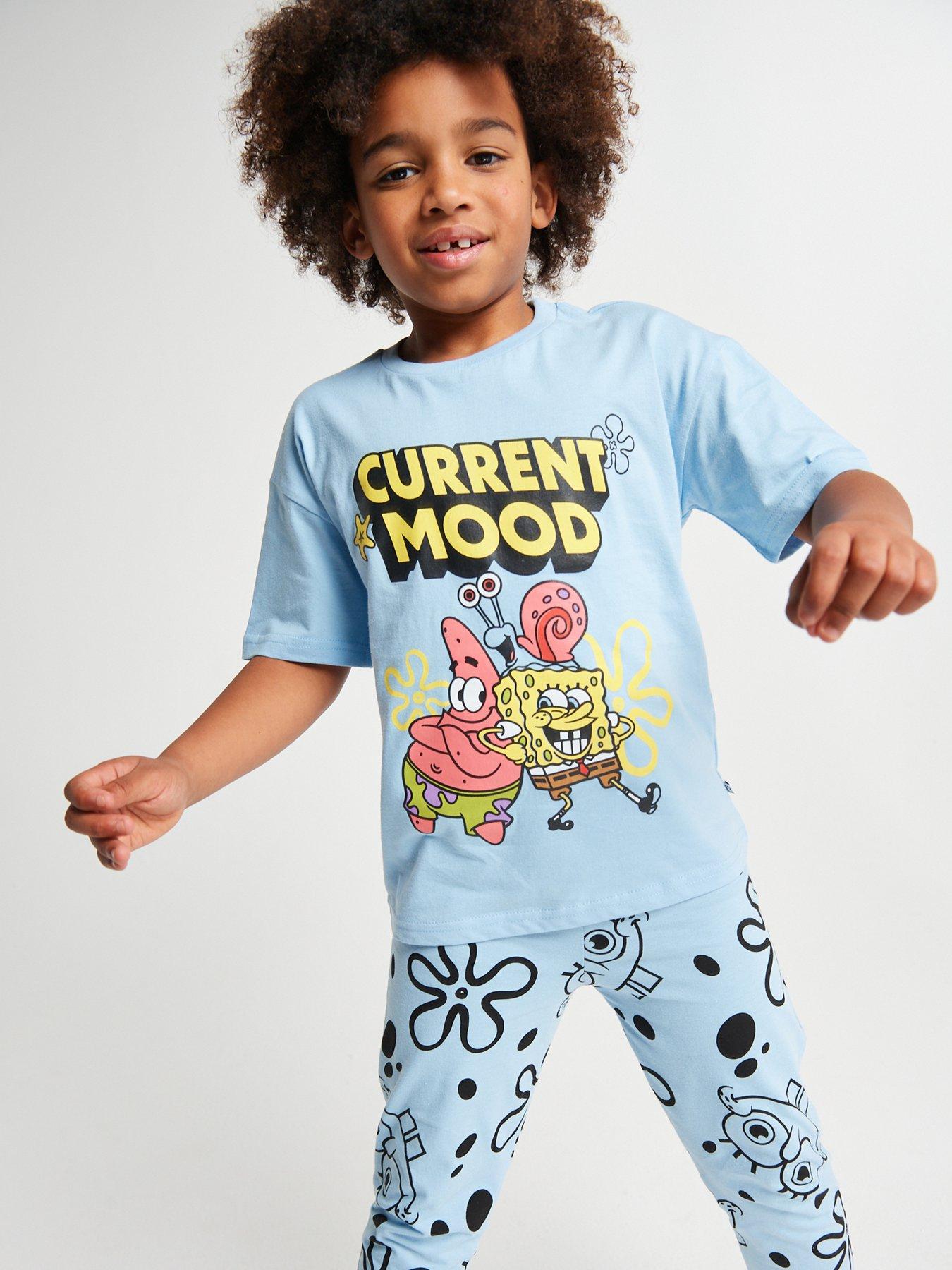  image of brand-threads-sponge-bob-unisex-trans-pyjama-set-long-leg
