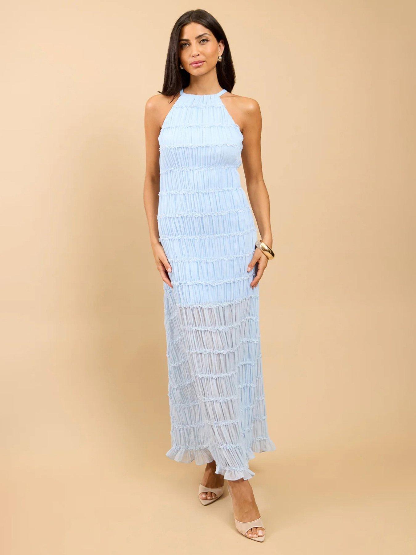 Little Mistress Textured Maxi Dress - Blue