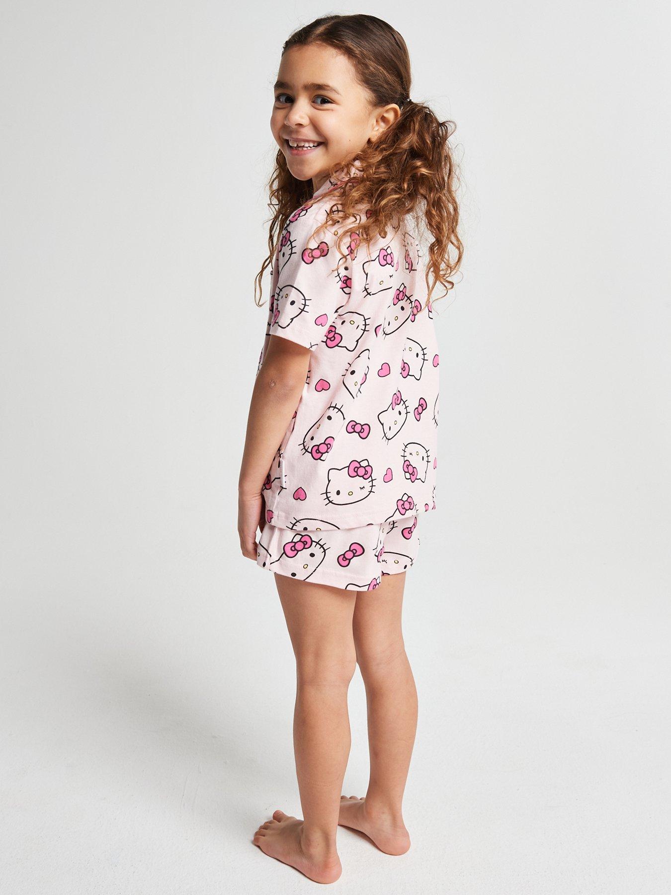  image of brand-threads-hello-kitty-girls-short-pyjama-set