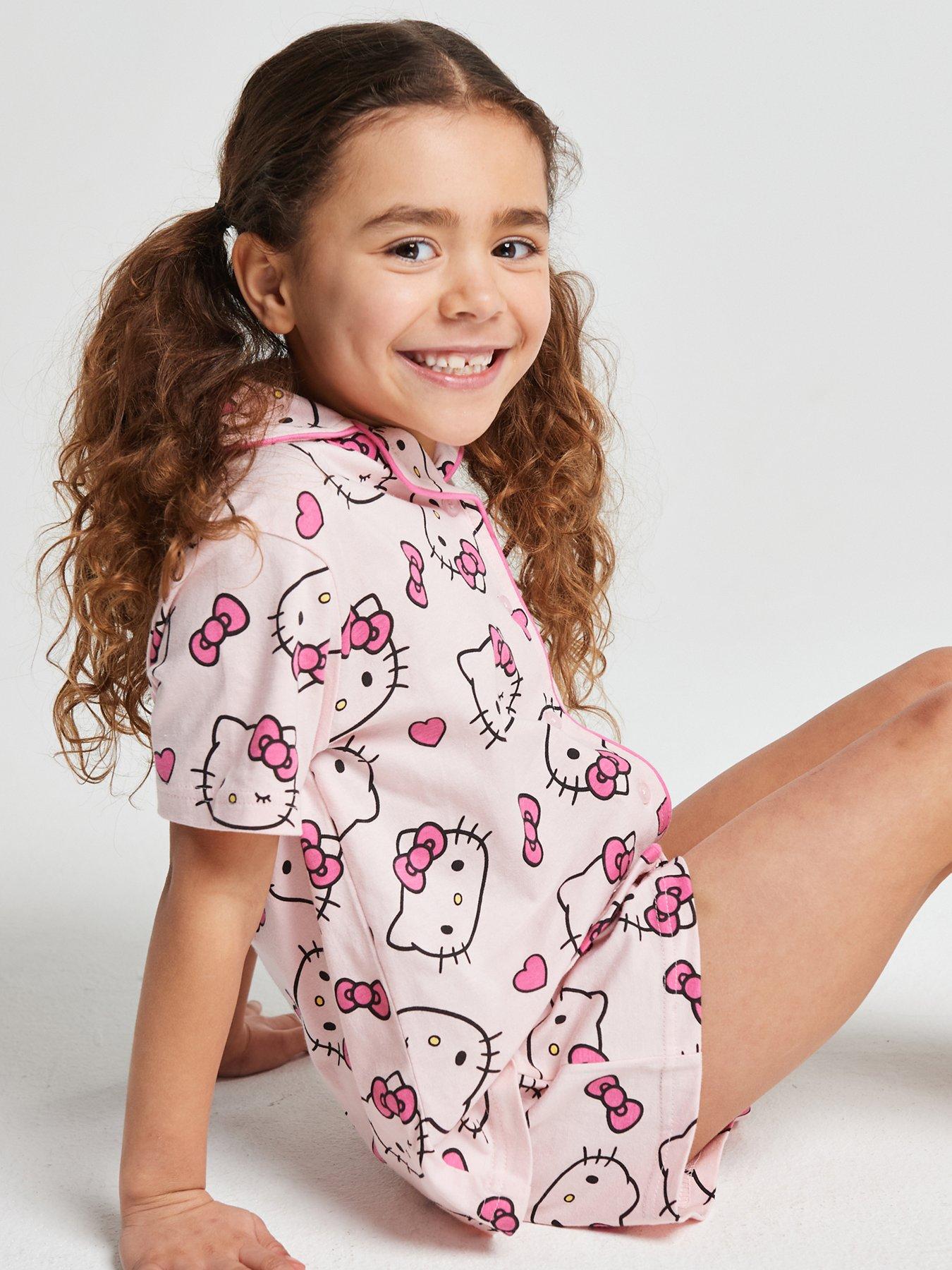  image of brand-threads-hello-kitty-girls-short-pyjama-set