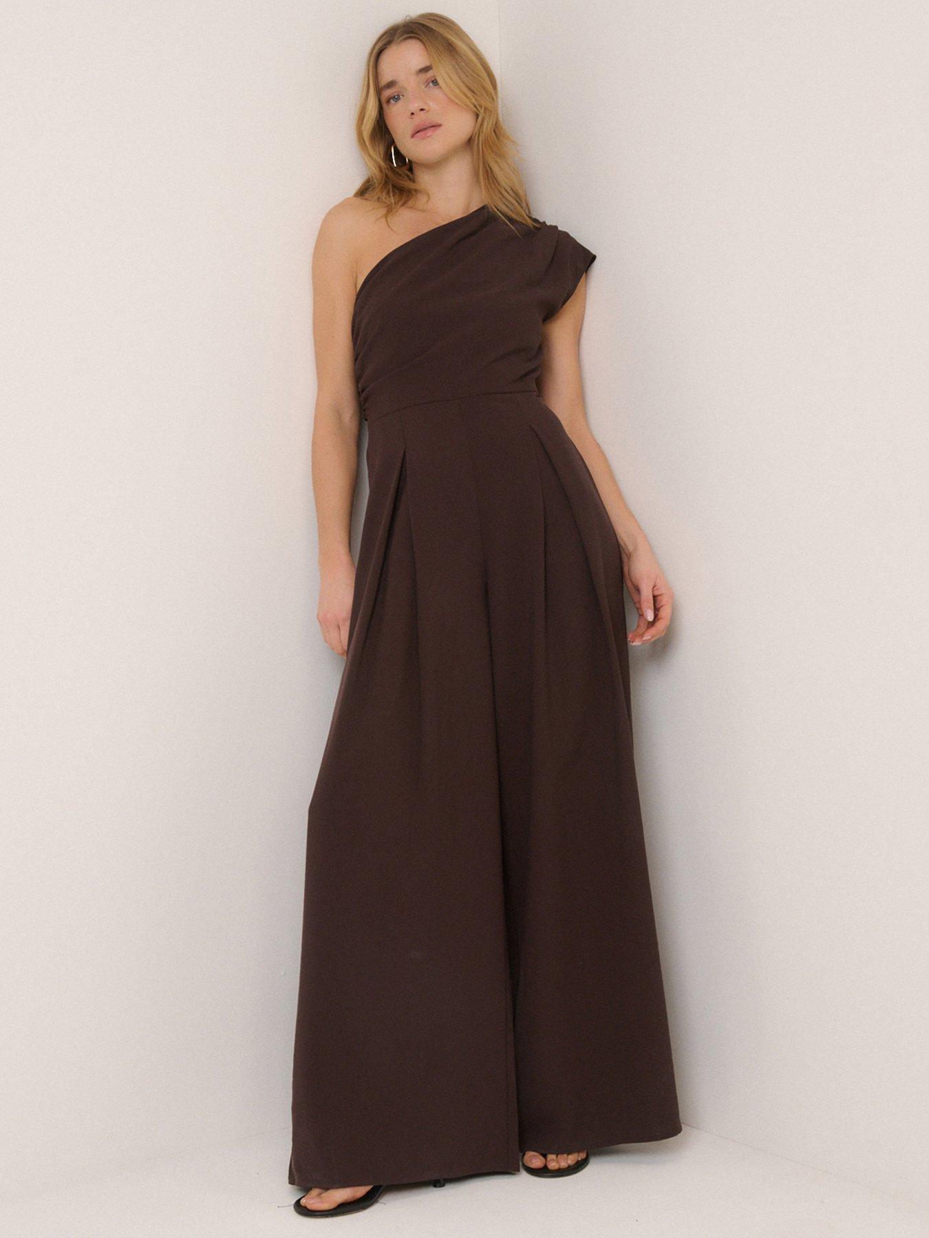 Image 3 of 5 of Nobodys Child Sanaria One Shoulder Jumpsuit - Brown