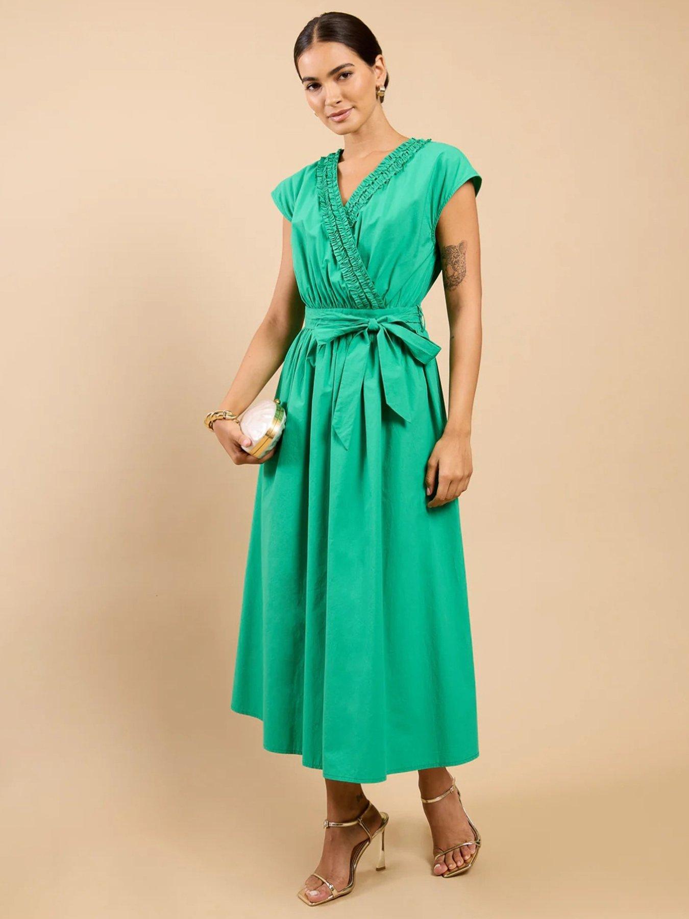 little-mistress-green-frill-detail-midaxi-dress