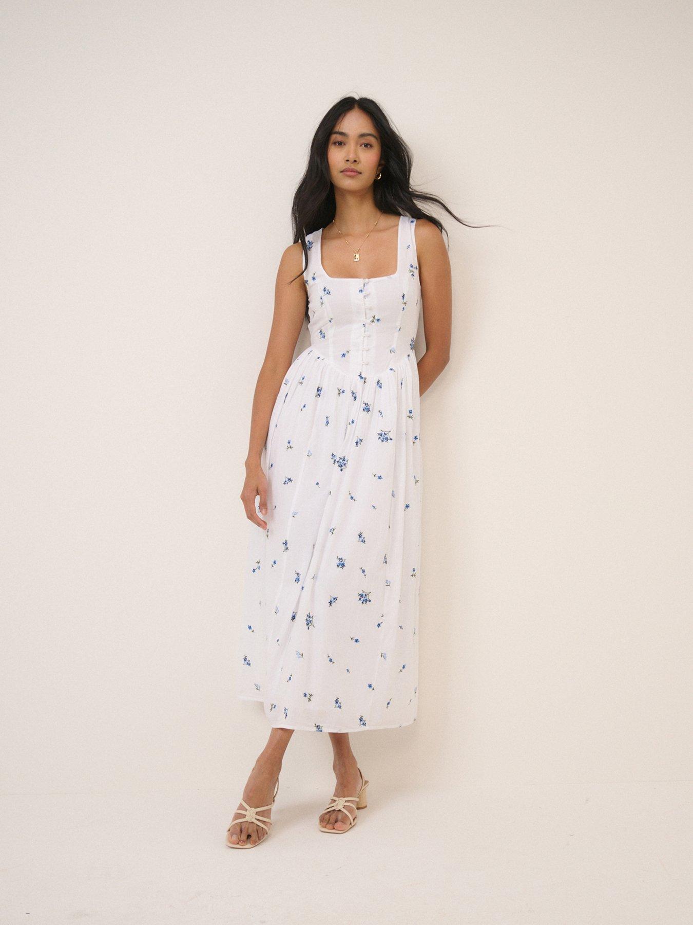 Nobodys Child Floral Cora Midi Dress - White