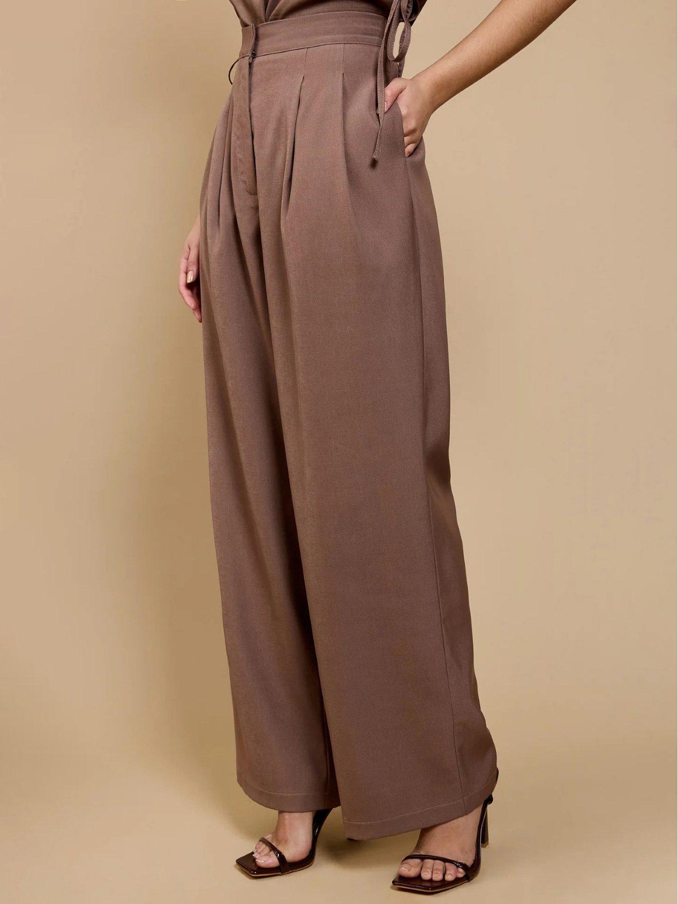 Image 3 of 4 of Little Mistress Mink Wide Leg Co-ord Trousers