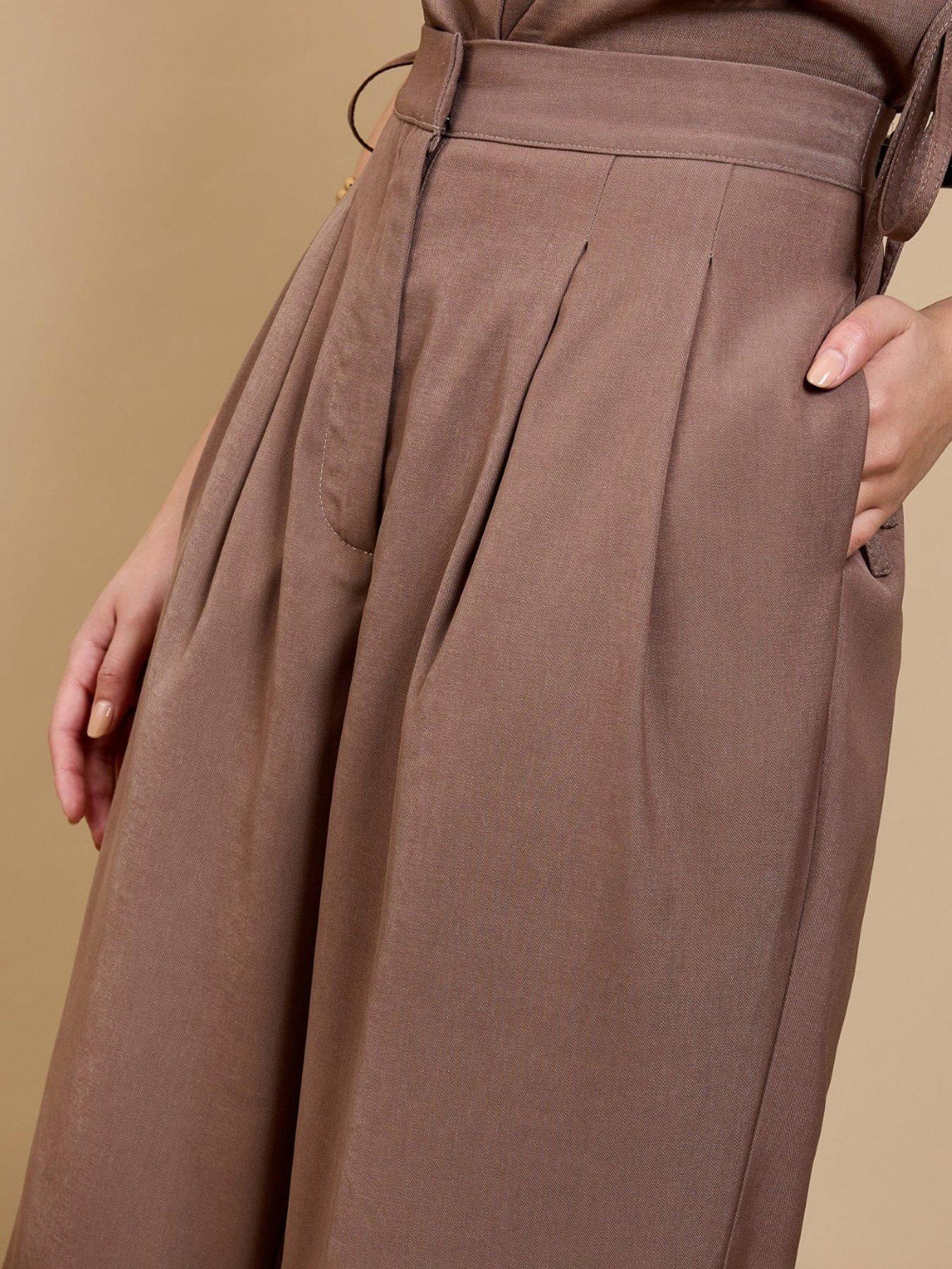 Image 4 of 4 of Little Mistress Mink Wide Leg Co-ord Trousers