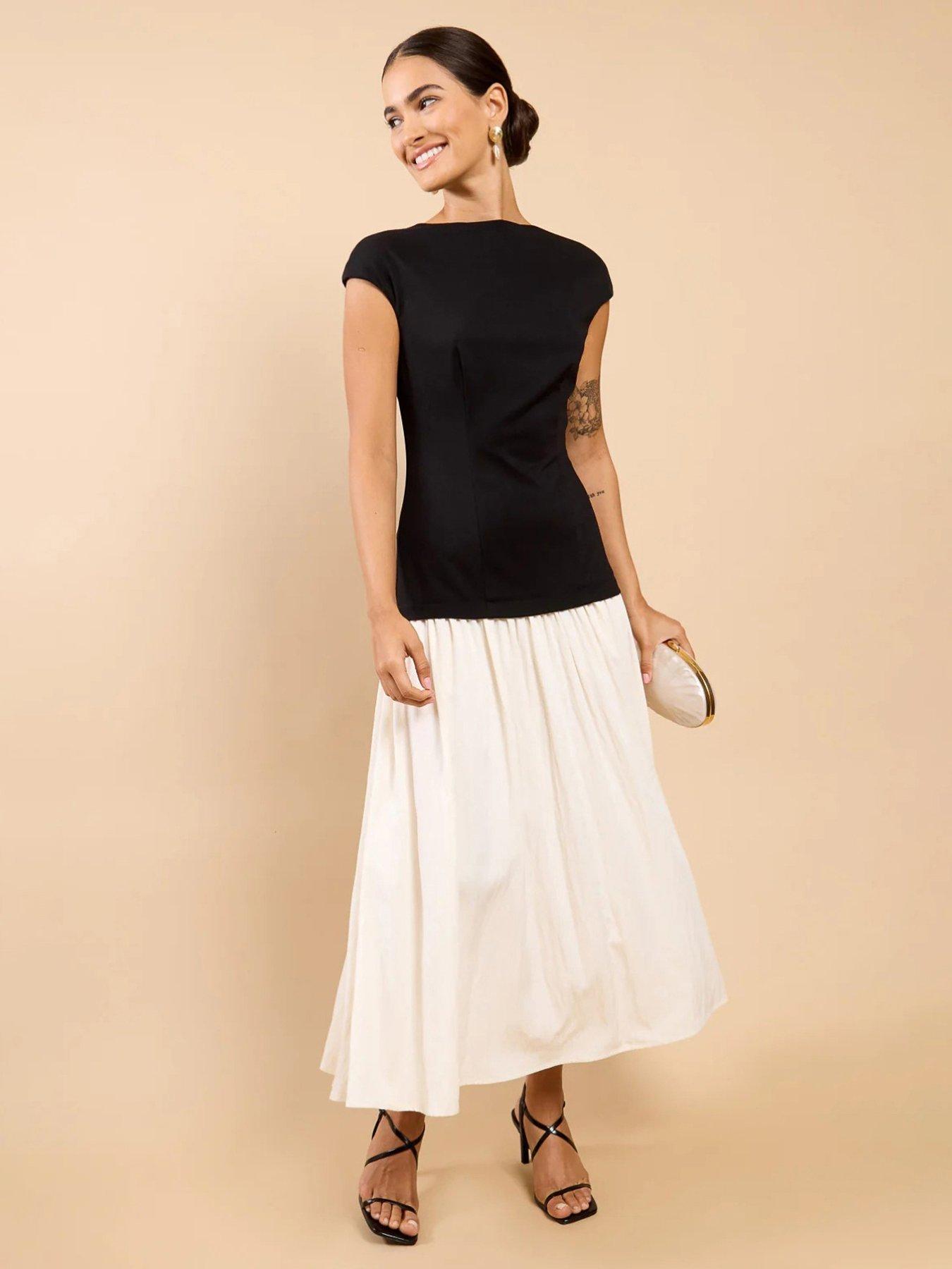 Little Mistress Monochrome Dropped Waist Maxi Dress - Multi