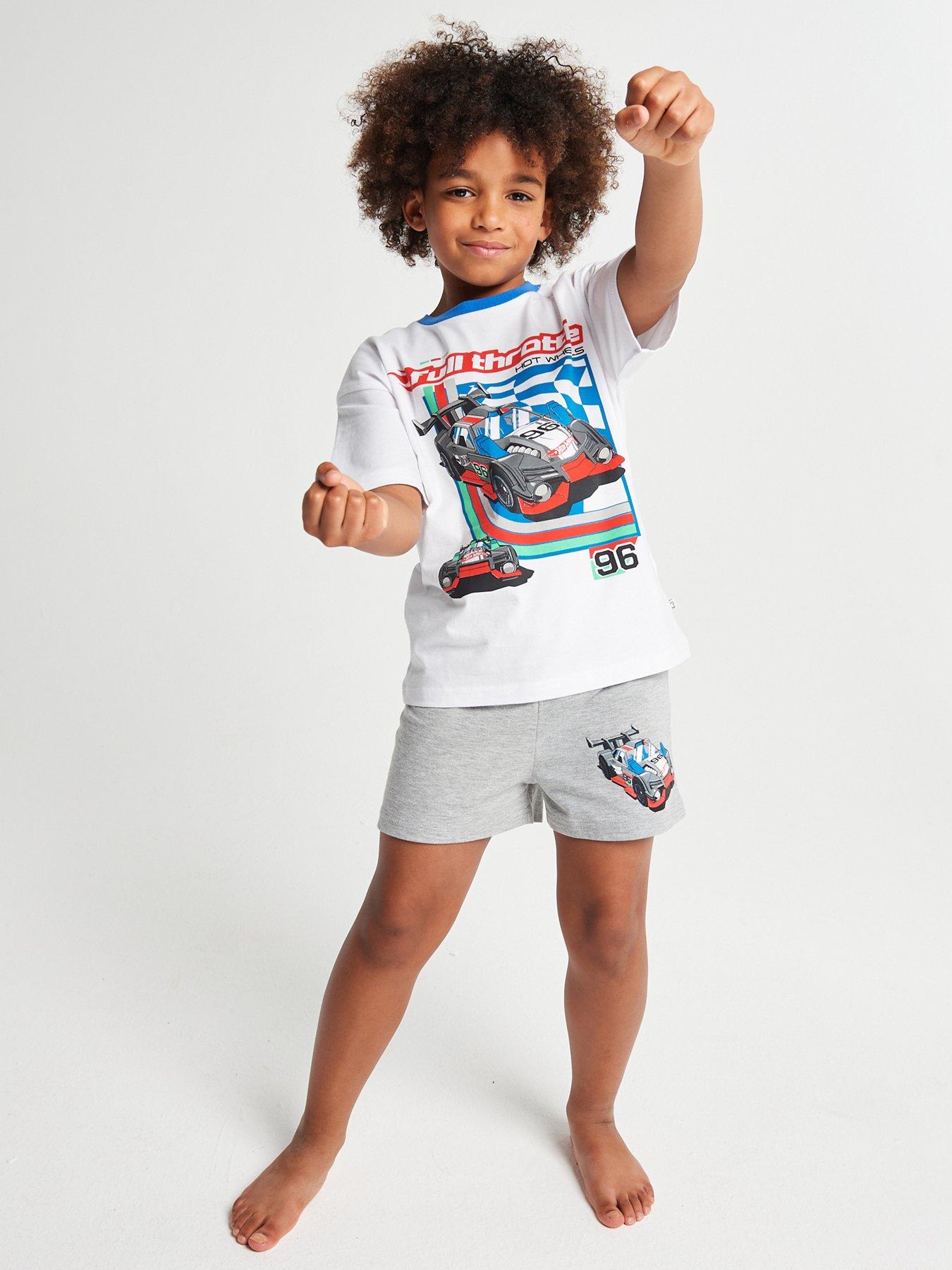  image of brand-threads-hot-wheels-boys-short-pyjama-set