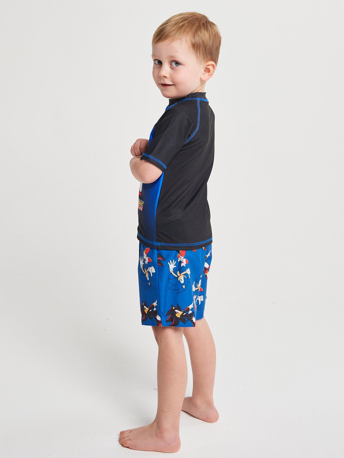 Image 2 of 6 of Brand Threads Boys Sonic vs Shadow Rash Vest &amp; Shorts
