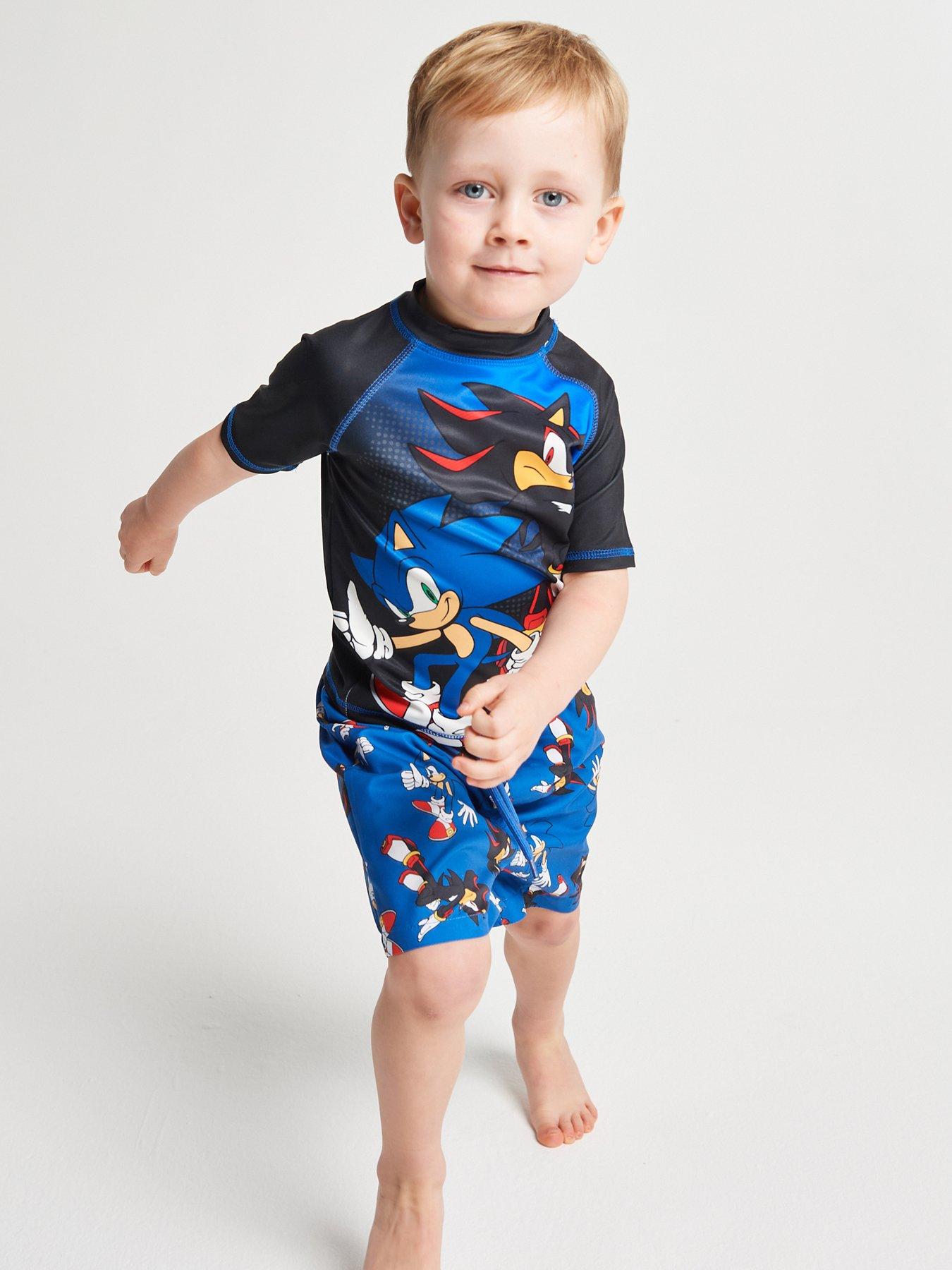 Image 3 of 6 of Brand Threads Boys Sonic vs Shadow Rash Vest &amp; Shorts