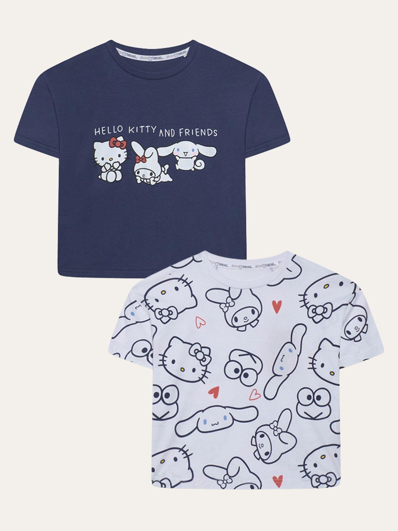 Brand Threads Hello Kitty  &  Cinnamoroll Girls T-Shirt 2 pack
