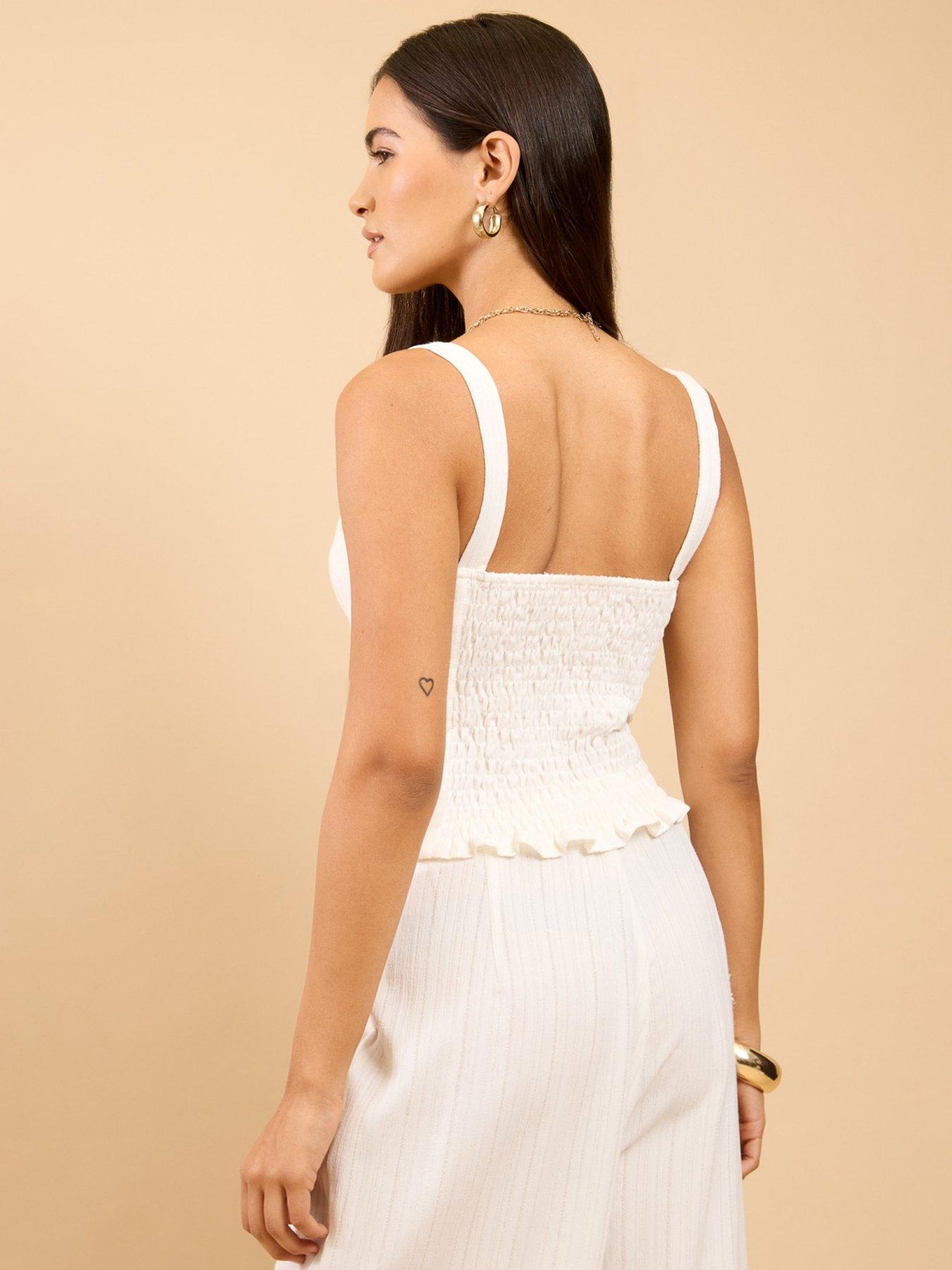  image of little-mistress-white-side-gather-top