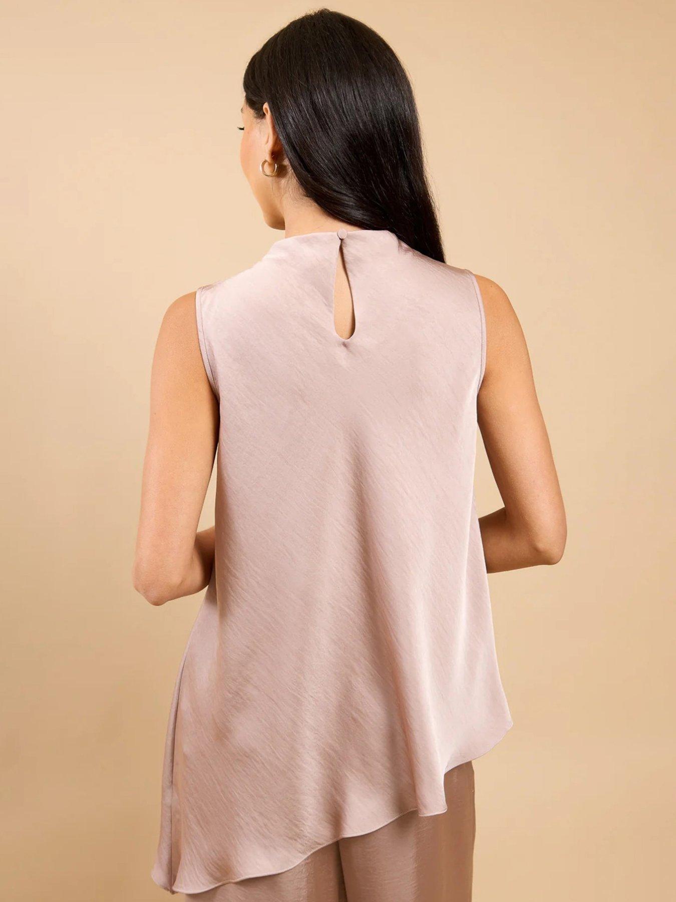 Image 2 of 4 of Little Mistress Mink Satin Asymmetric Co-ord Top