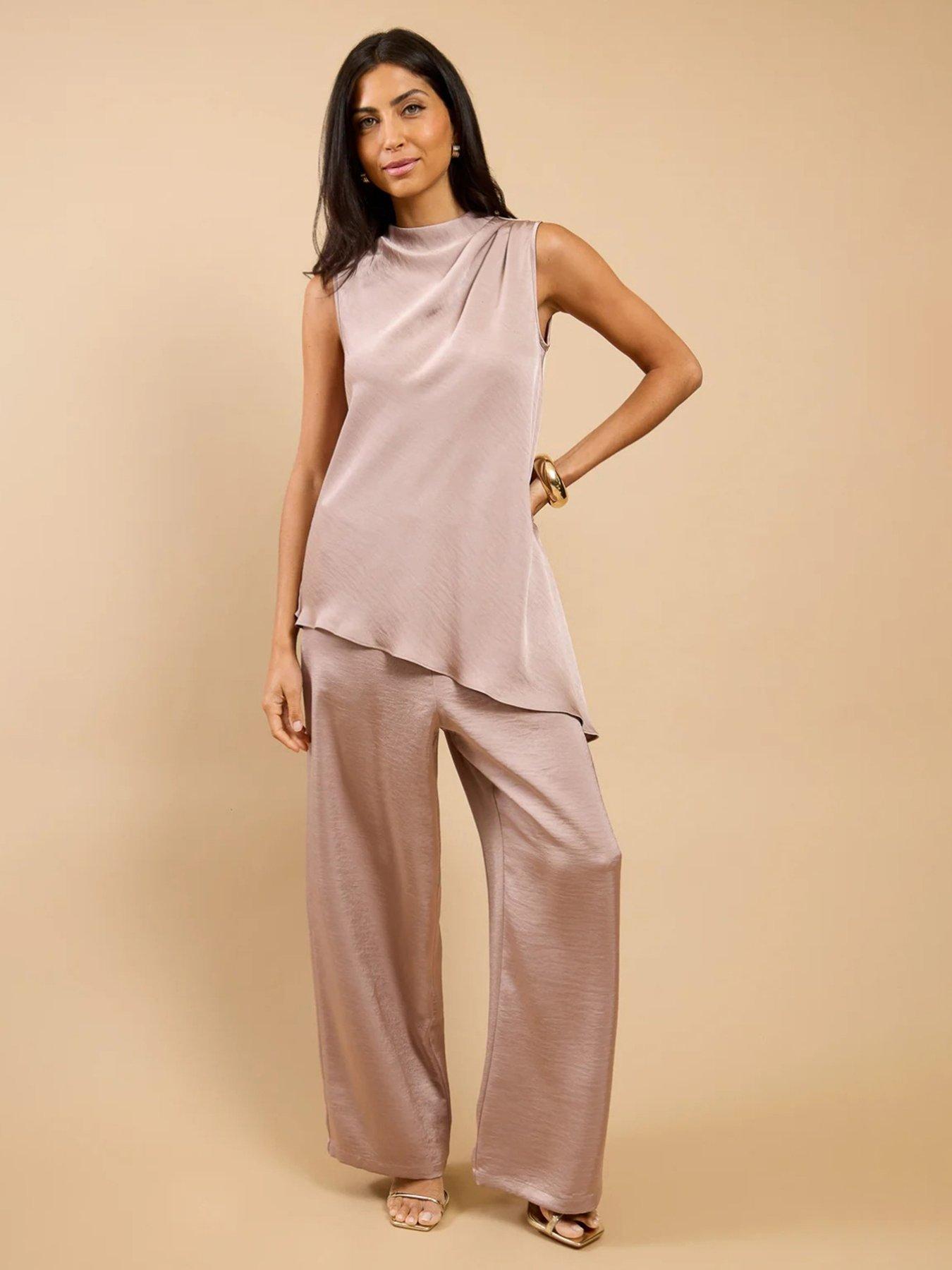 Image 3 of 4 of Little Mistress Mink Satin Asymmetric Co-ord Top