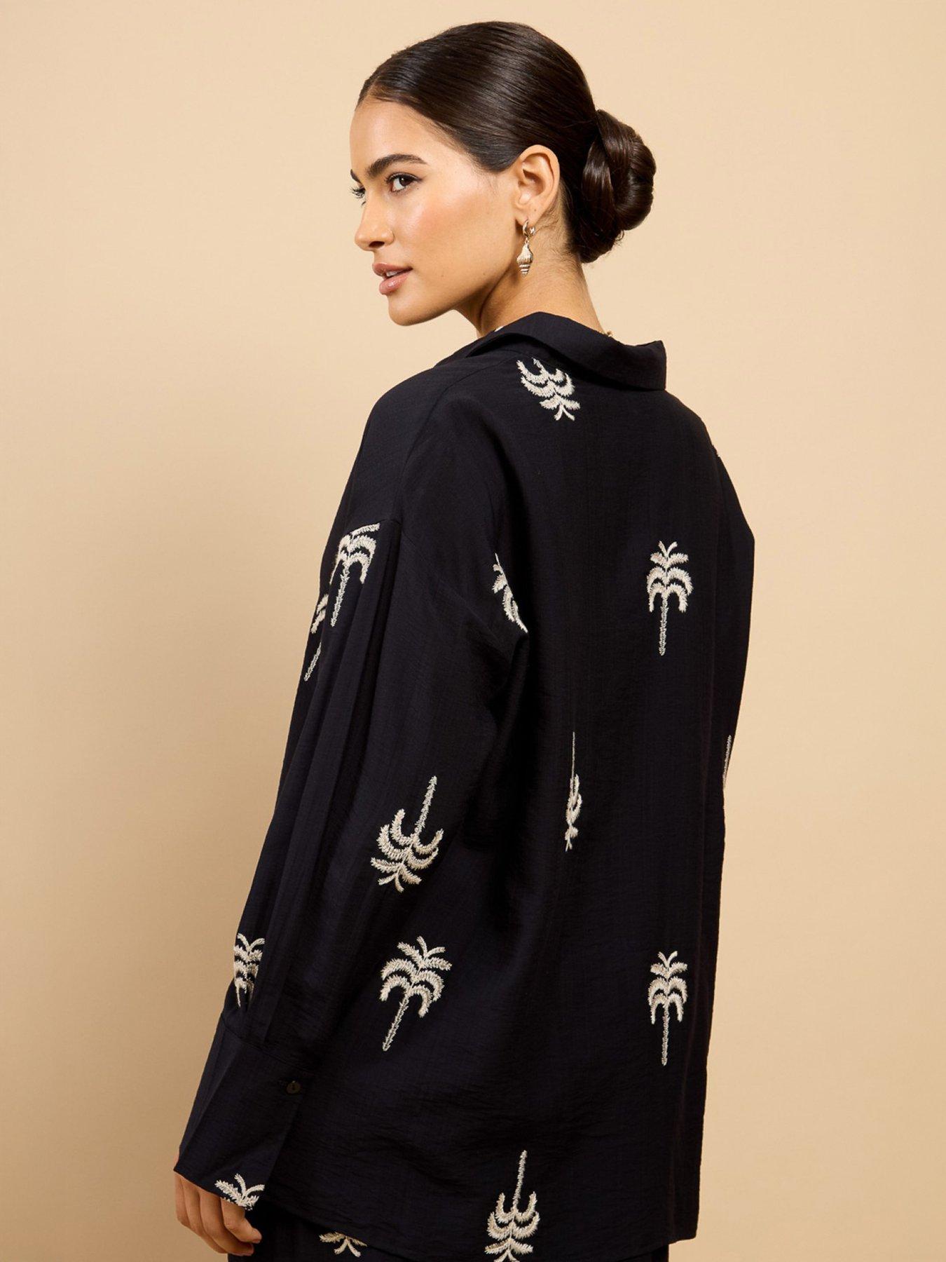 Image 2 of 5 of Little Mistress Embroidered Shirt - Black