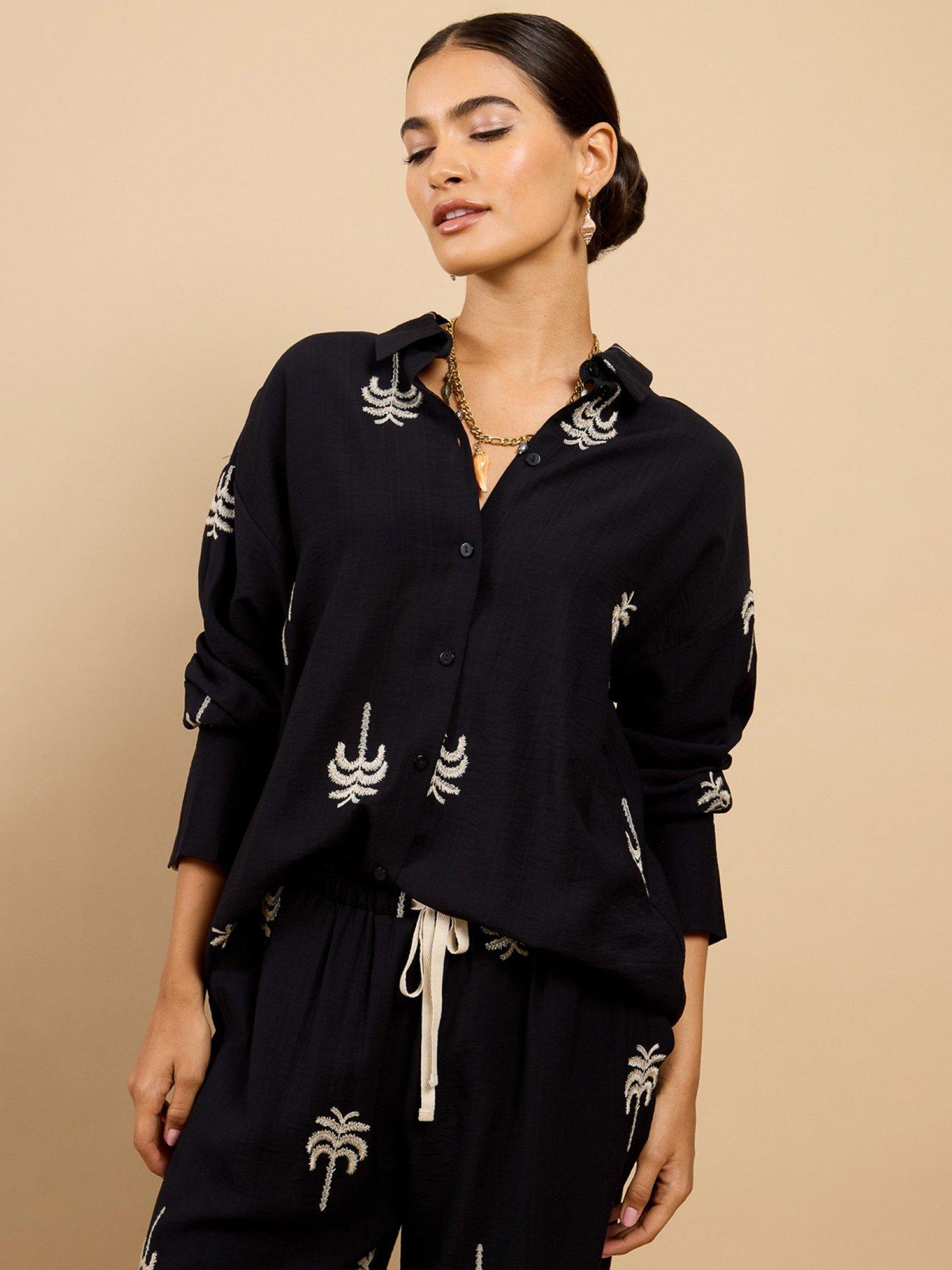 Image 3 of 5 of Little Mistress Embroidered Shirt - Black