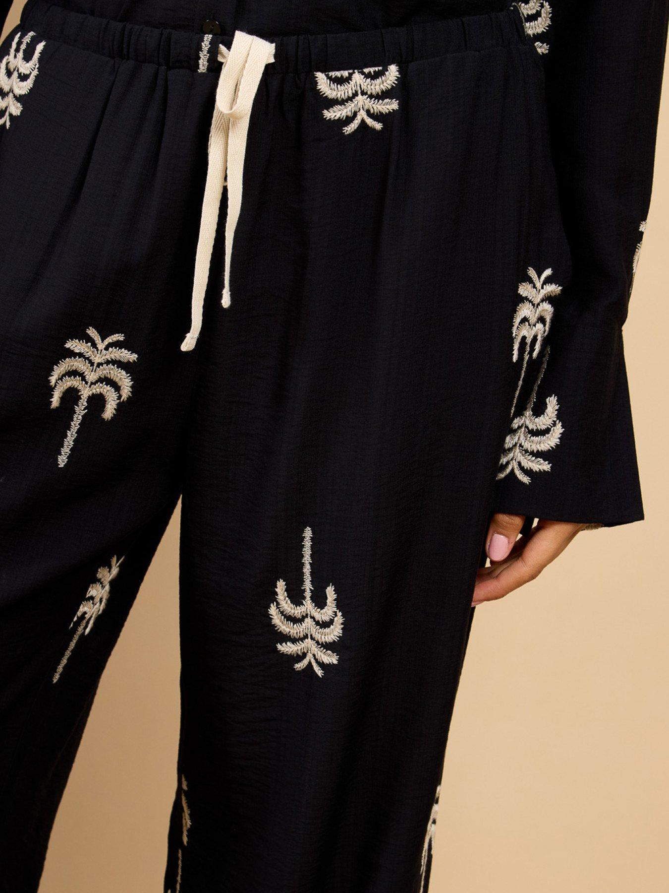Image 4 of 5 of Little Mistress Embroidered Trousers - Black